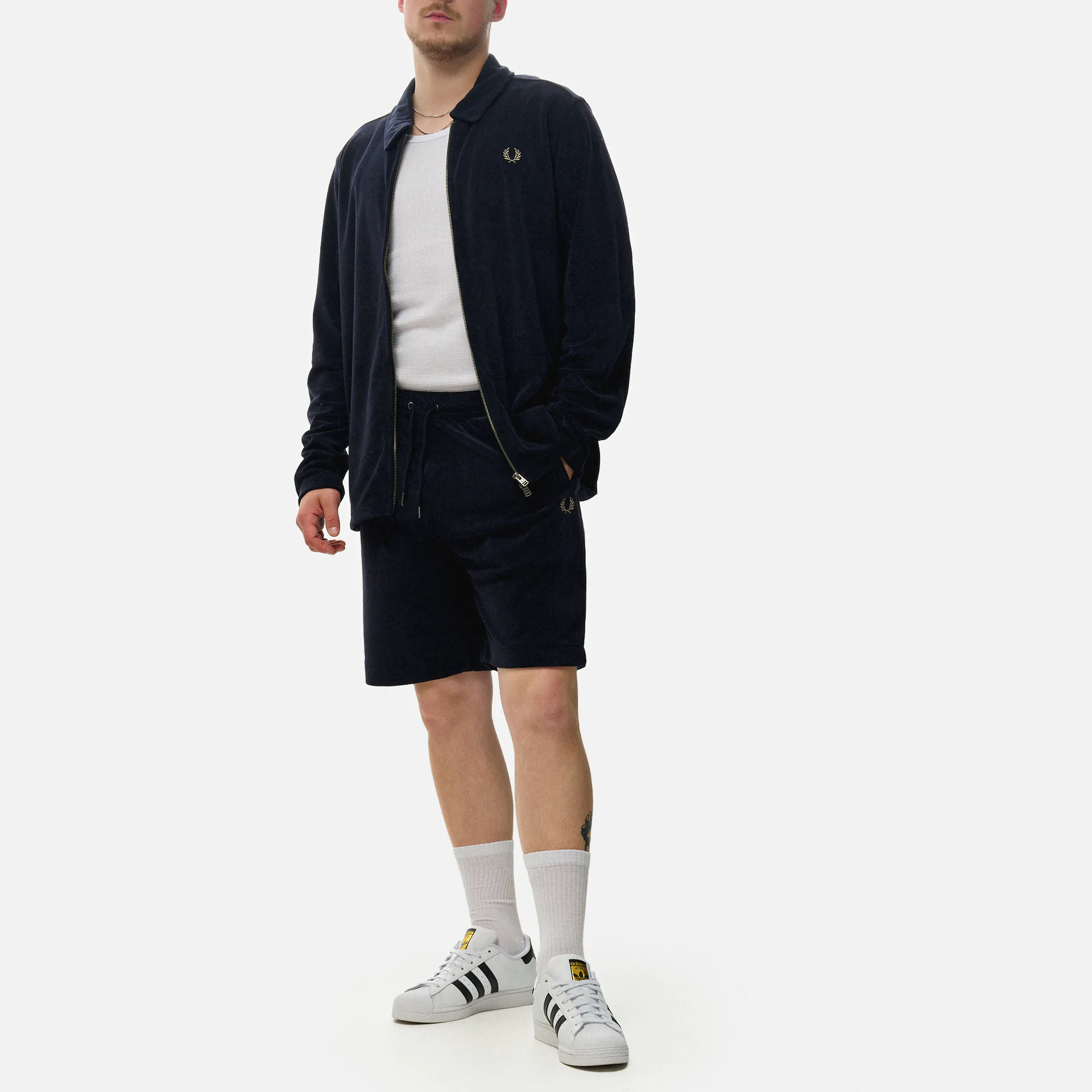 Fred Perry Towelling Overshirt Navy