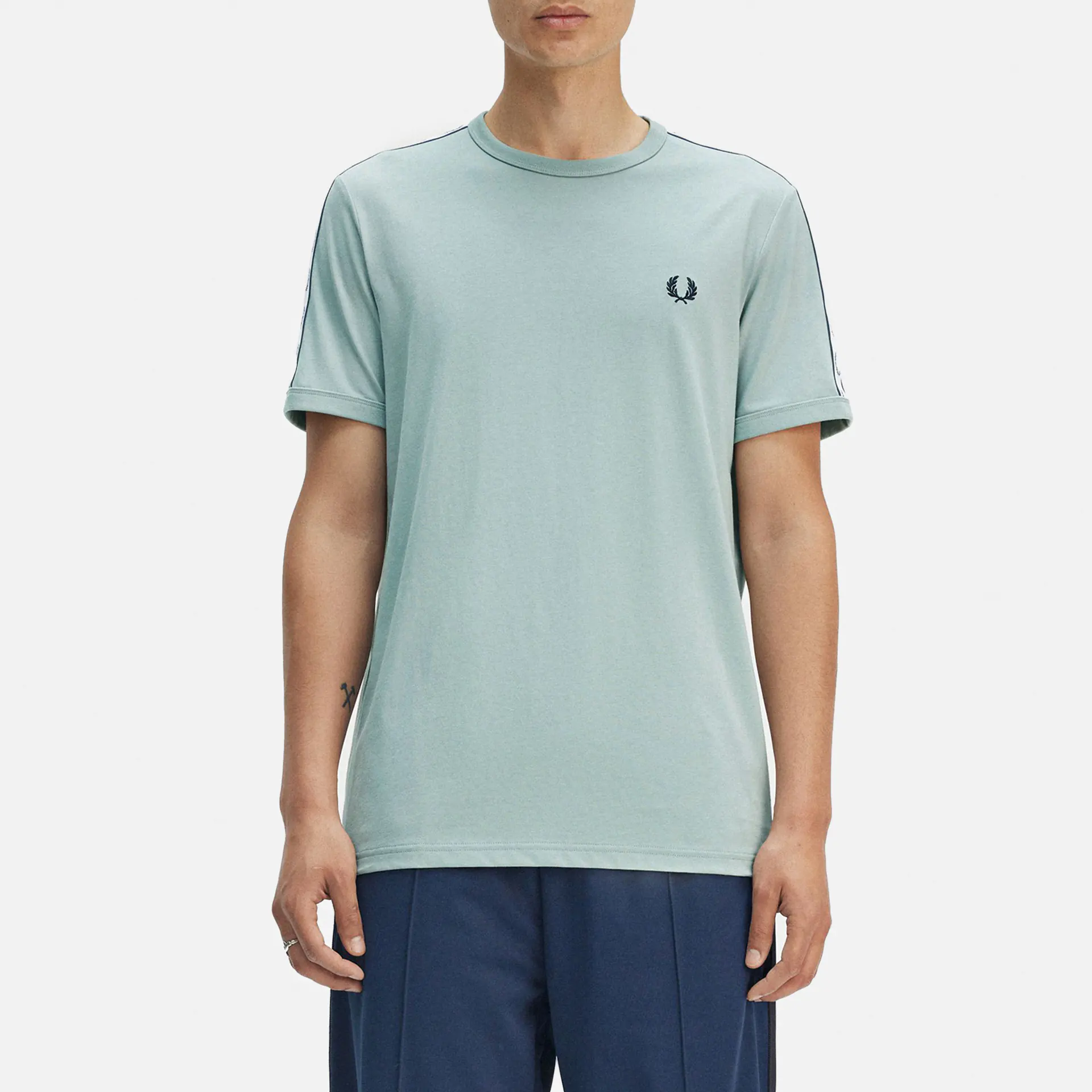 Fred Perry Taped Ringer T-Shirt Silver Blue