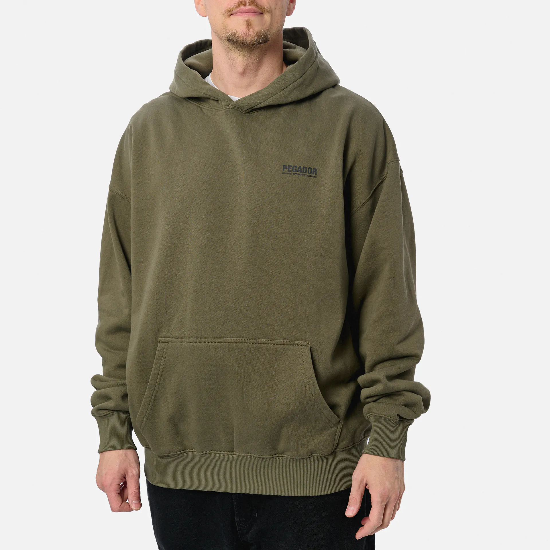 PEGADOR Clinton Oversized Hoodie Washed Faded Olive