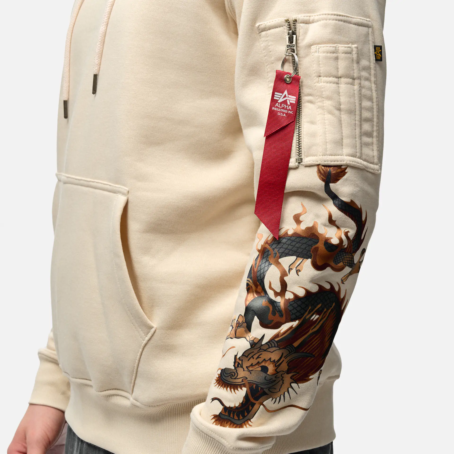 Alpha Industries Dragon EMB Hoody Jet Stream White