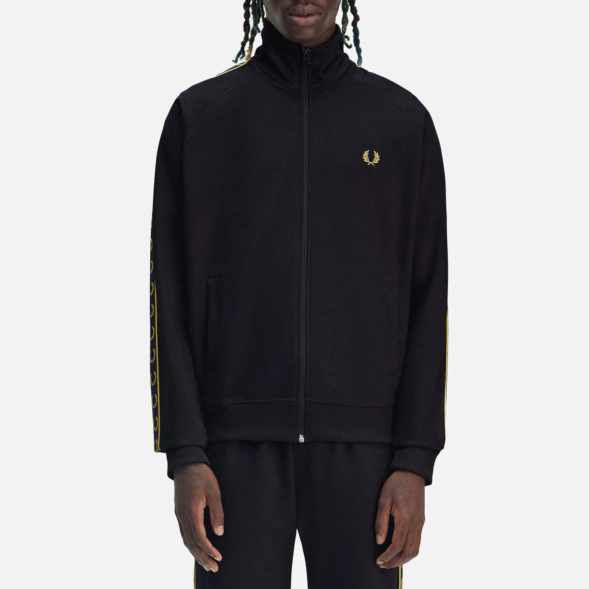 Fred Perry Contrast Tape Track Jacket Navy/Honeycomb