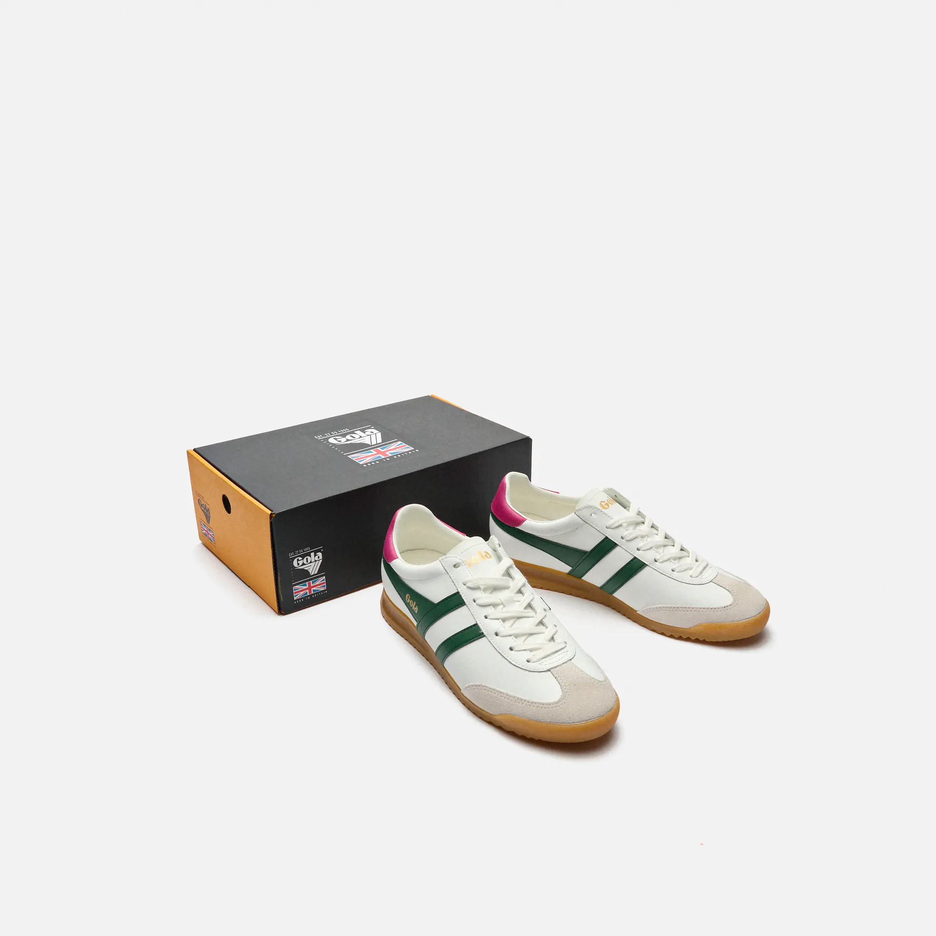 Gola Torpedo Leather Sneaker White/Evergreen/Fuchsia