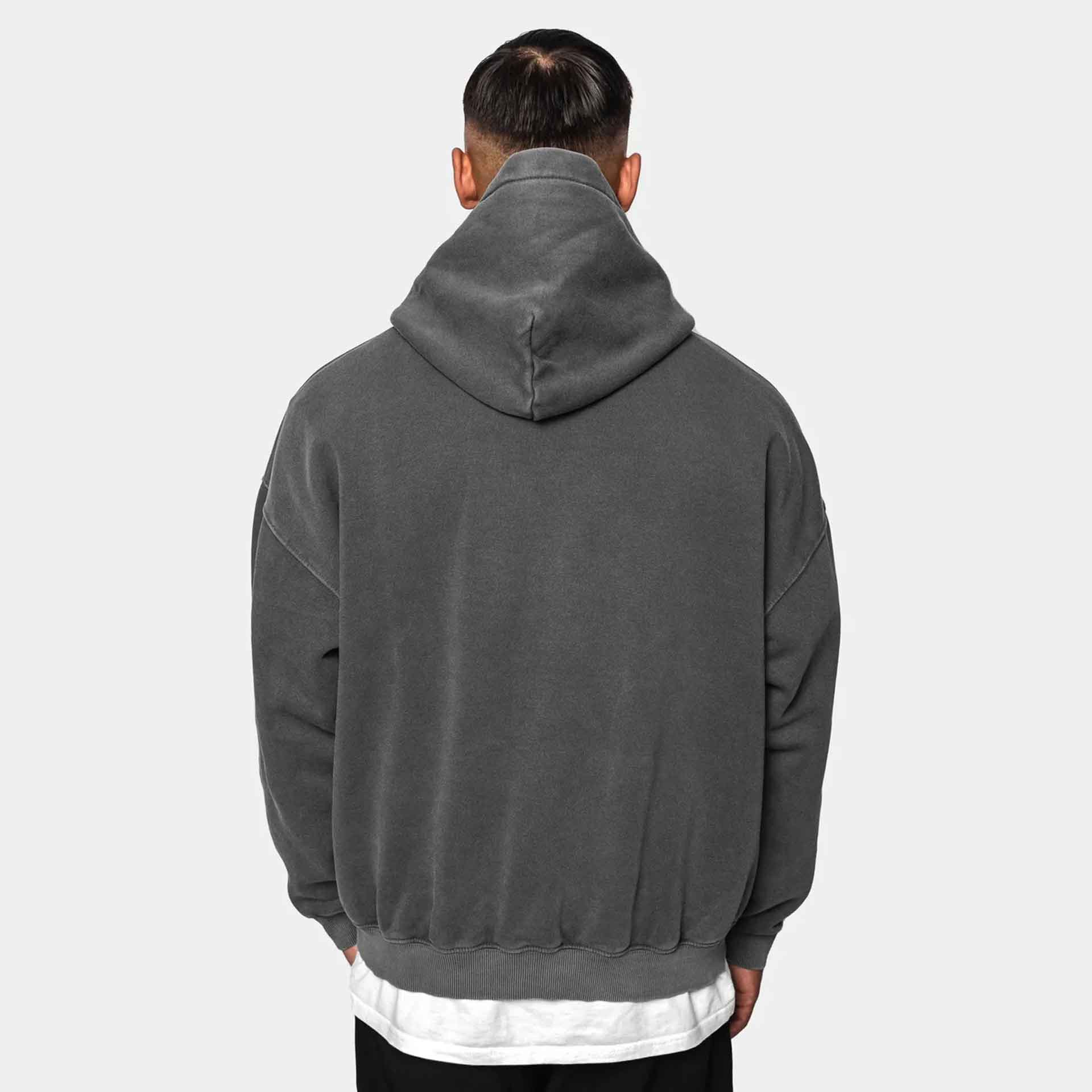 Dropsize Heavy Oversize Embo Hoodie Washed Grey