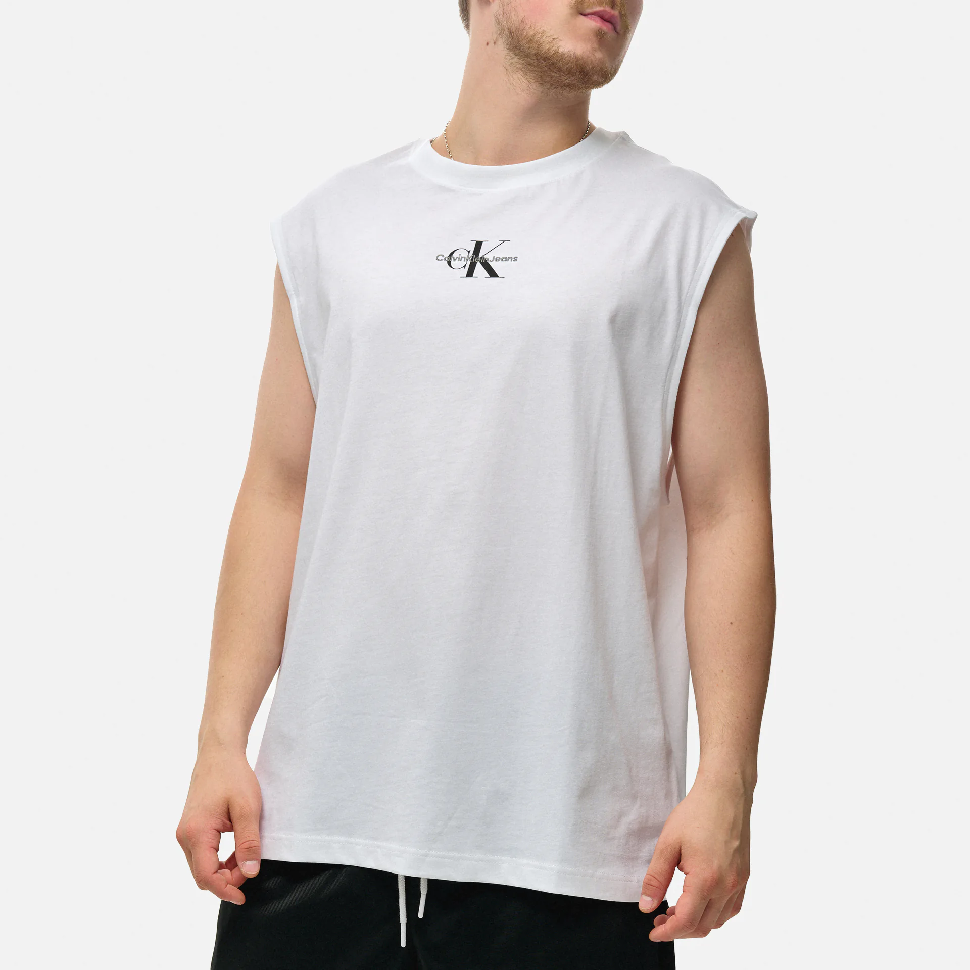 Calvin Klein Jeans Monologo Sleeveless T-Shirt Bright White