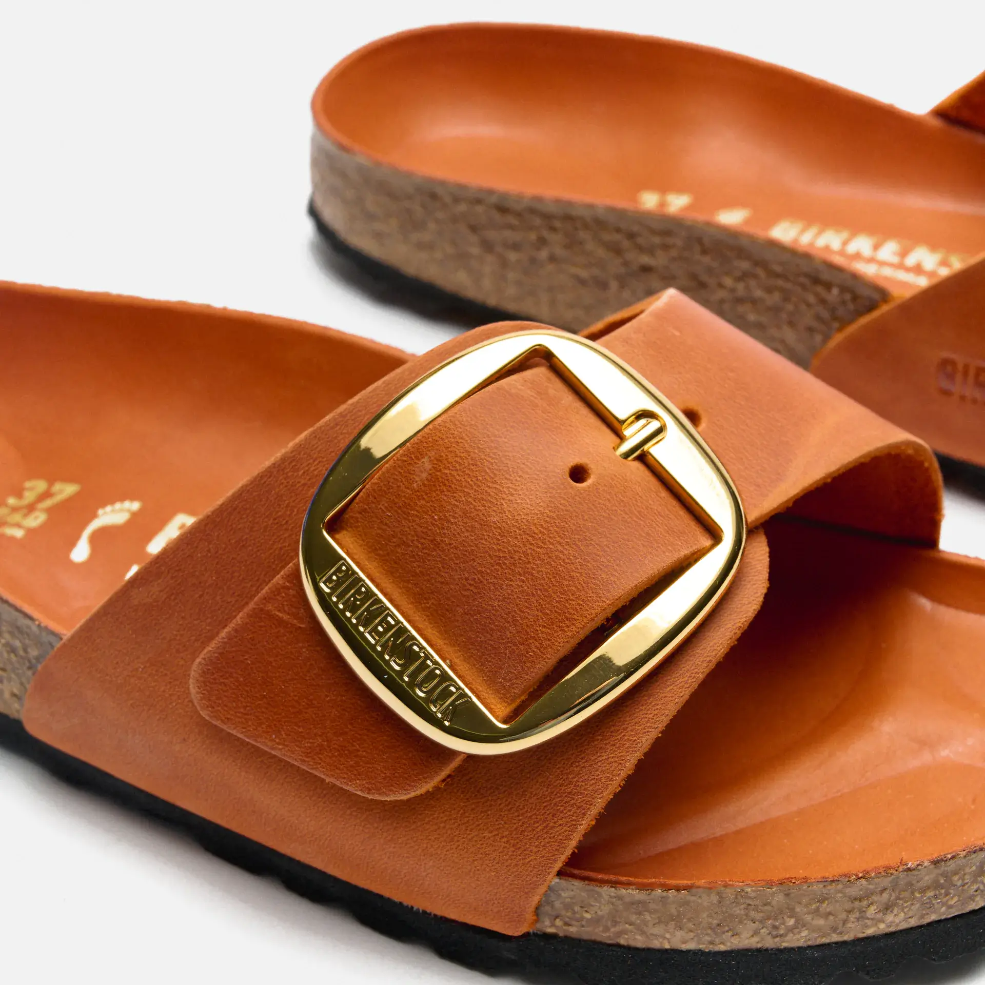 Birkenstock Madrid Big Buckle Oiled Leather Sandals Narrow Burnt Orange