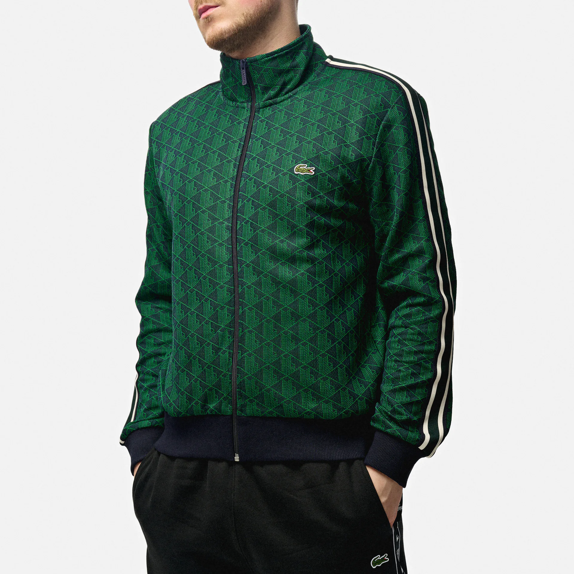  Lacoste Monogram Zipped Sweatshirt Marine/Oseille