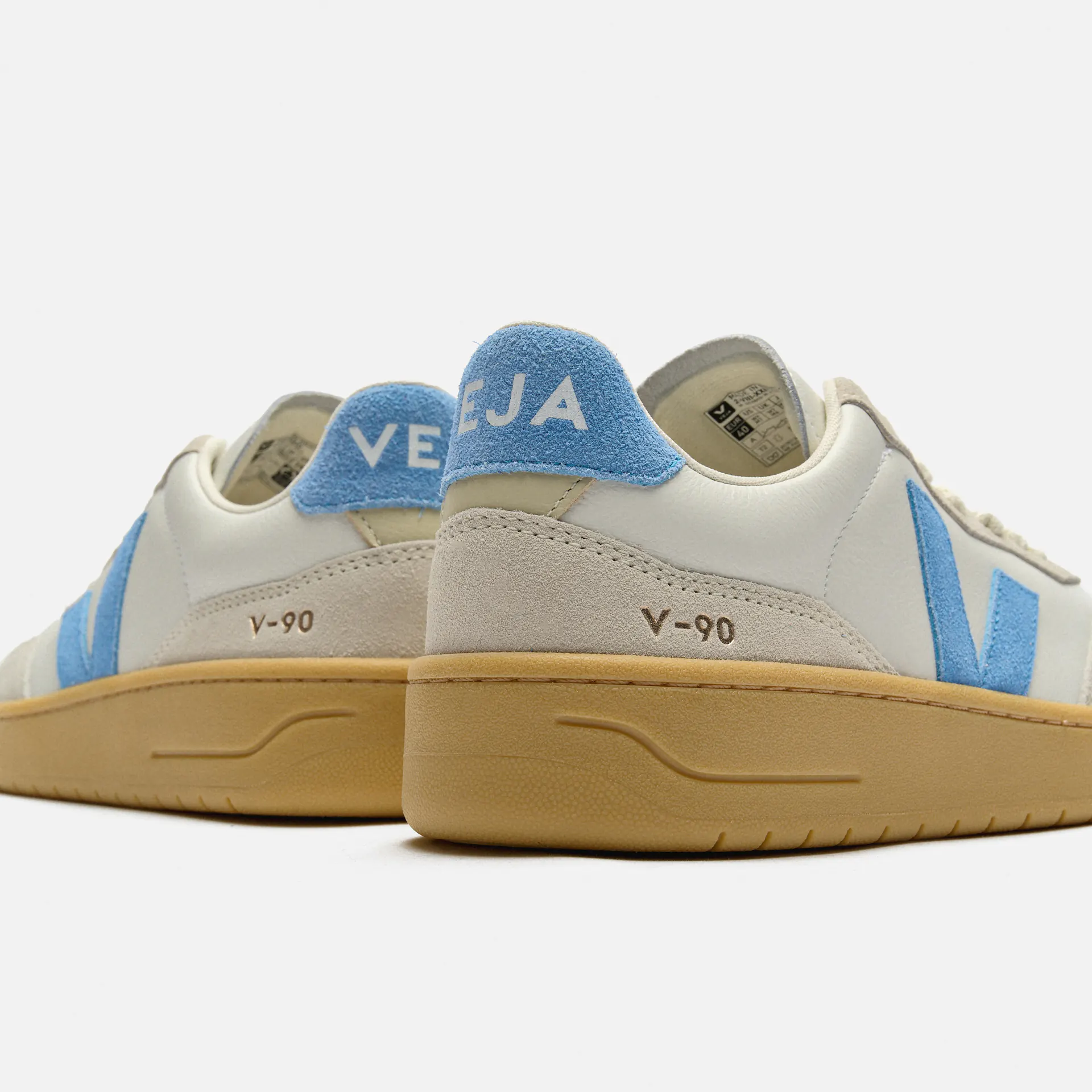 Veja V-90 Leather Sneaker Extra White Aqua Natural