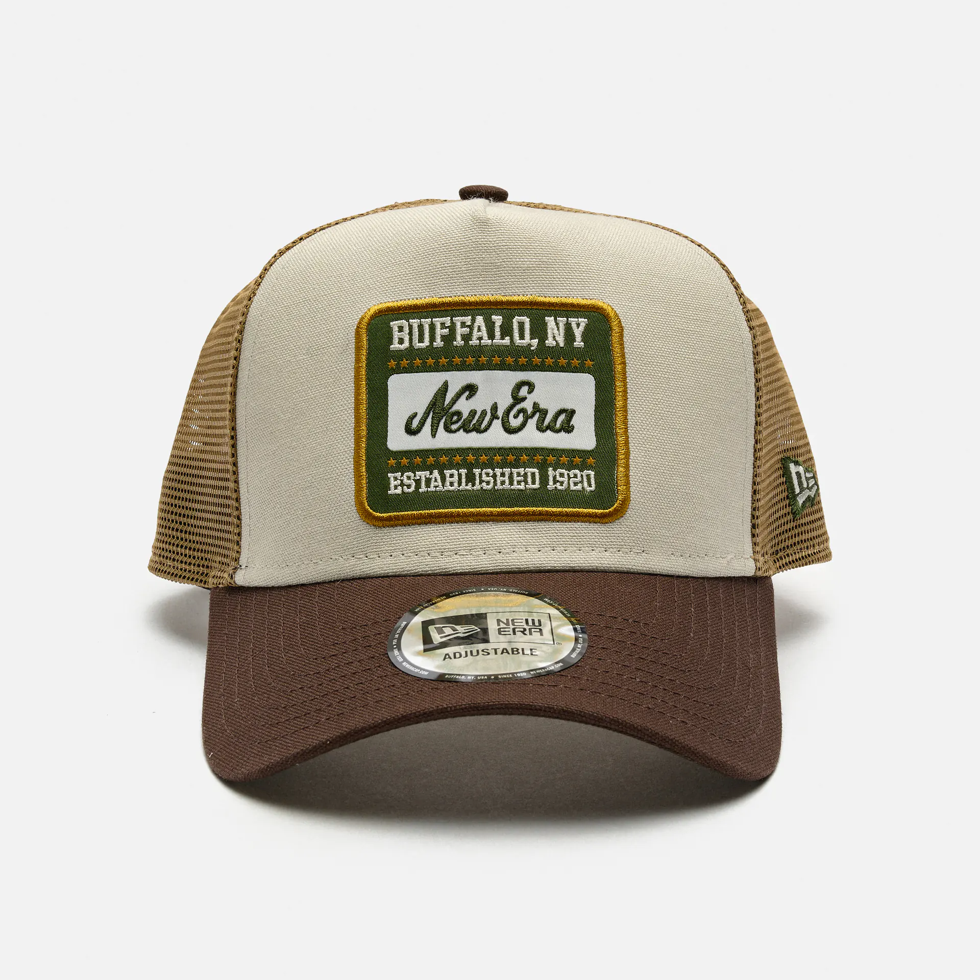 New Era Patch Cotton Canvas 9FORTY A-Frame Trucker Cap Brown