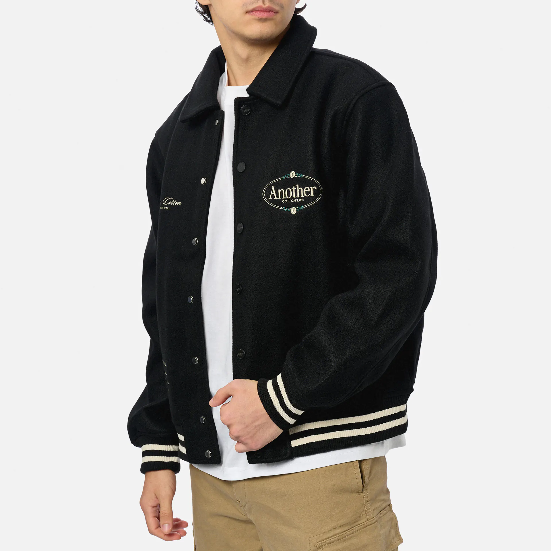 Another Cotton Chest Logo College Jacke Black