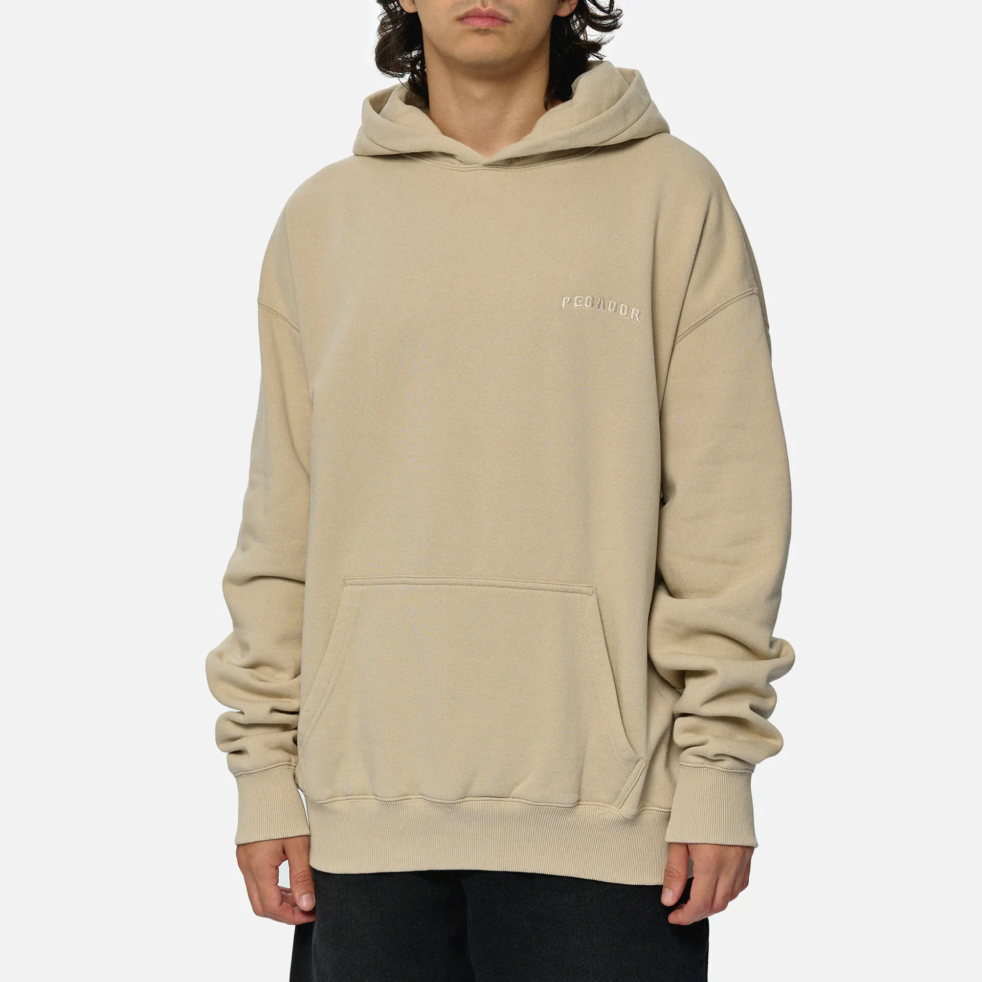 PEGADOR Buford Oversized Hoodie Washed Light Beige