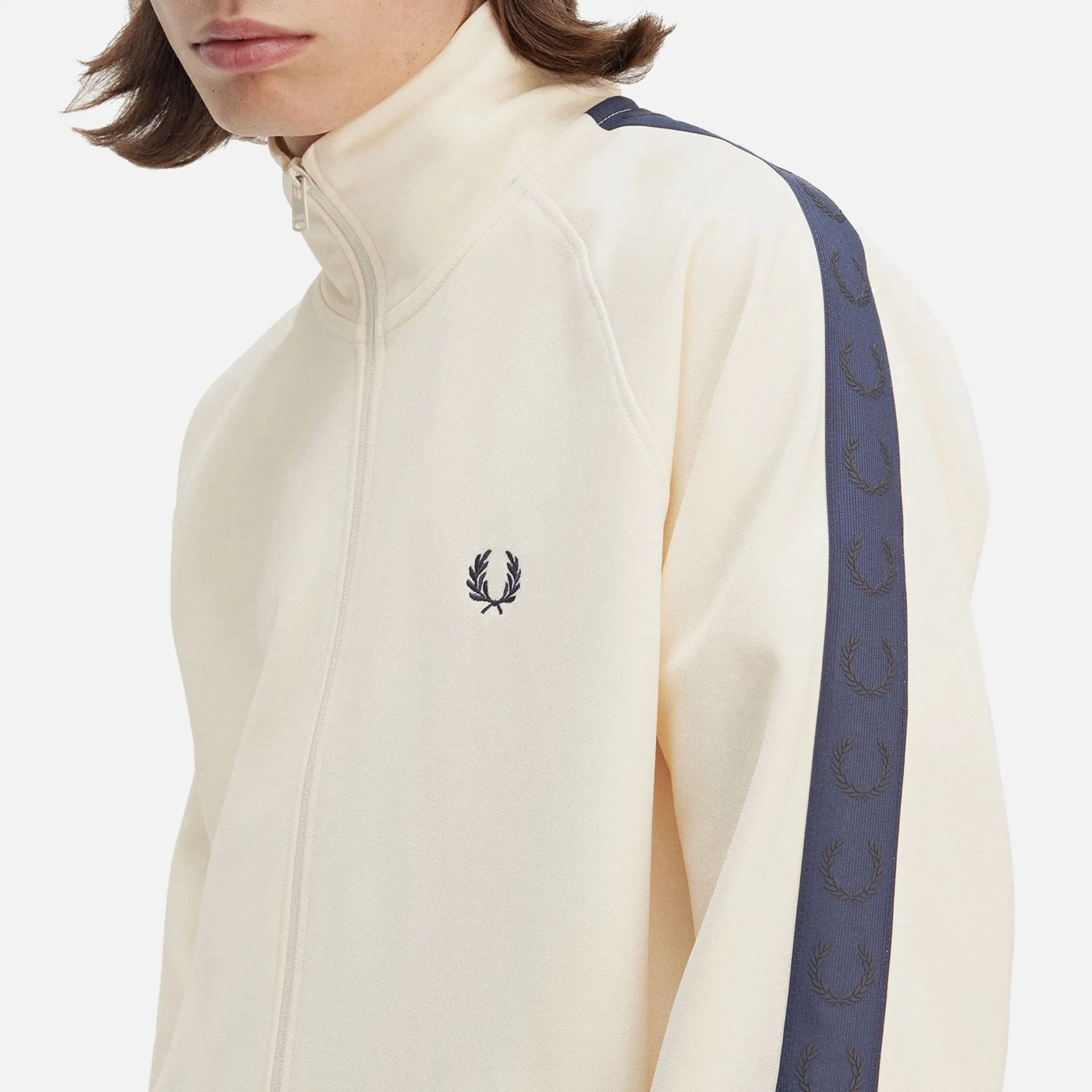 Fred Perry Contrast Tape Track Jacket Ecru/Tennis Blue