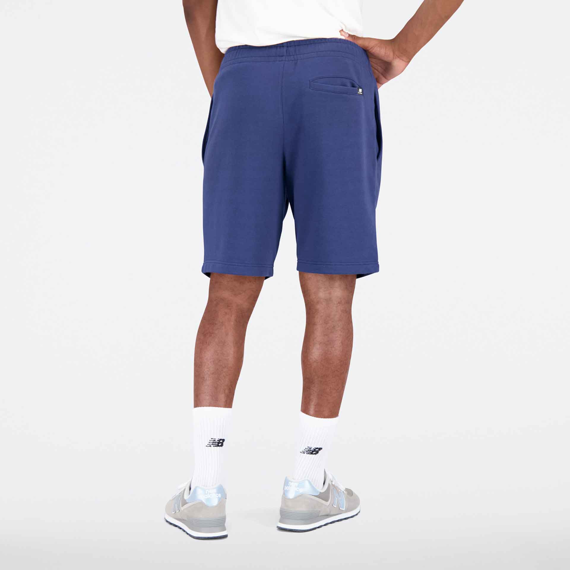New Balance Essentials Stacked Logo French Terry Short Navy