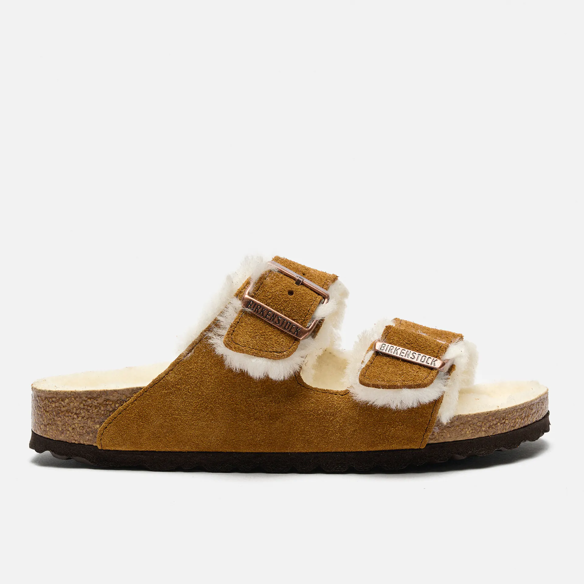 Birkenstock Arizona Narrow Shearling Suede Leather/Fur Sandals Mink