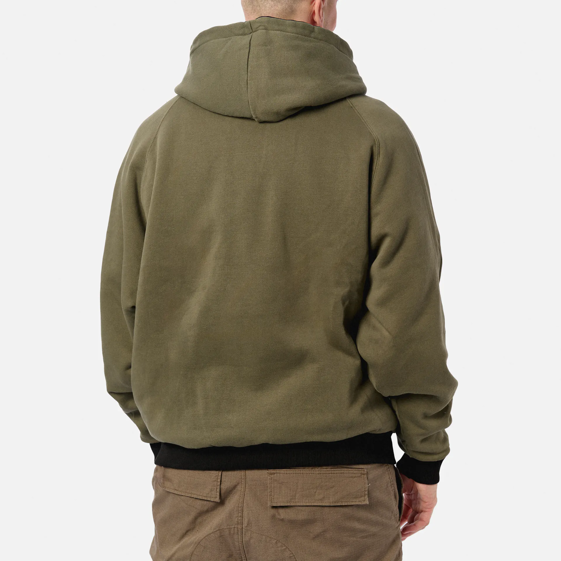 PEGADOR Moolt Reversible Boxy Double Layer Hoodie Washed Black Faded Olive