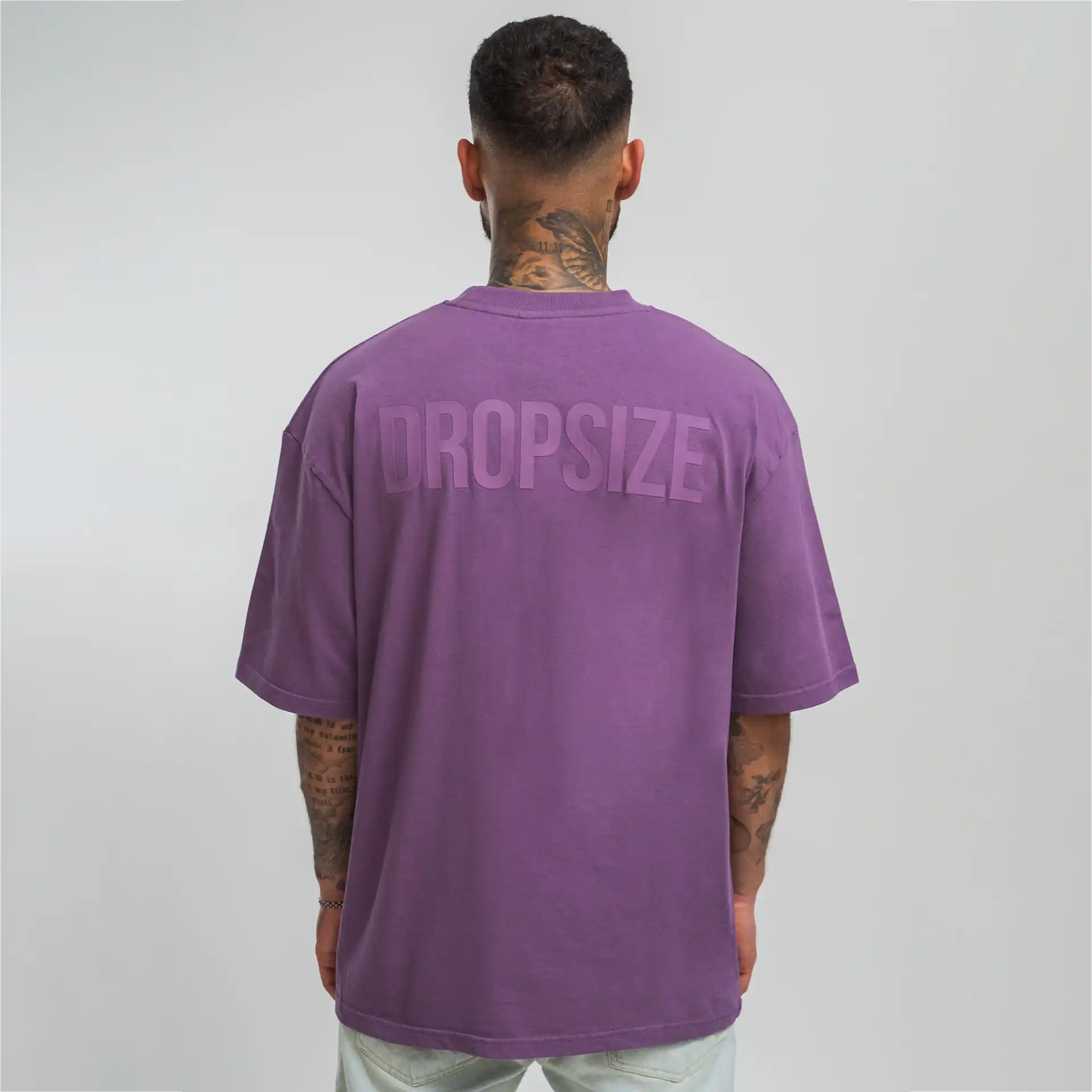 Dropsize Heavy Oversize HD Print T-Shirt Washed Purple