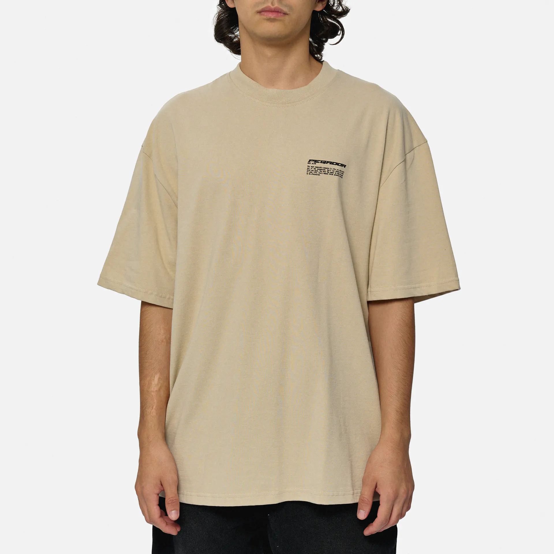 PEGADOR Chase Oversized T-Shirt Washed Light Beige