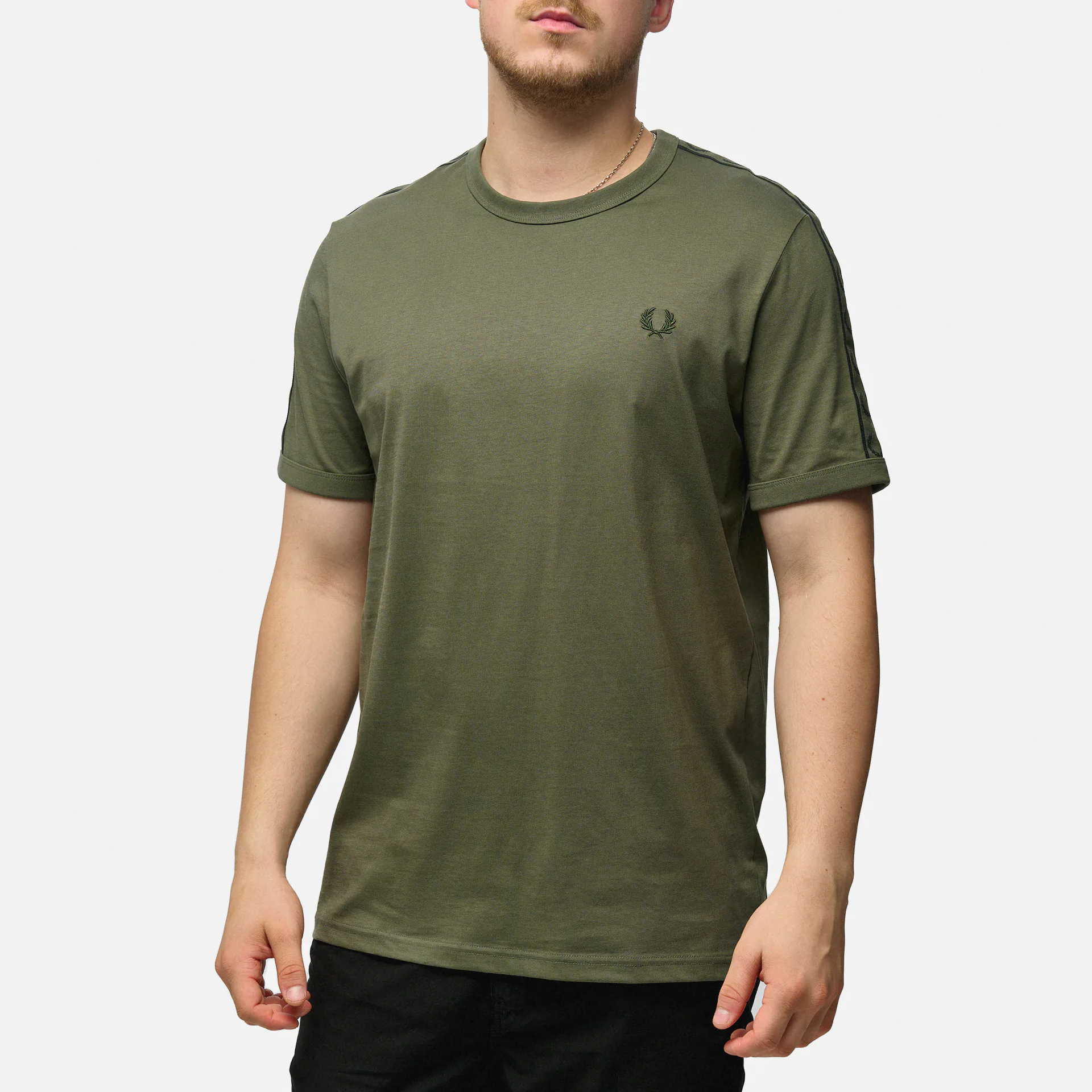 Fred Perry Contrast Tape Ringer T-Shirt Laurel Wreath Green/Night Green