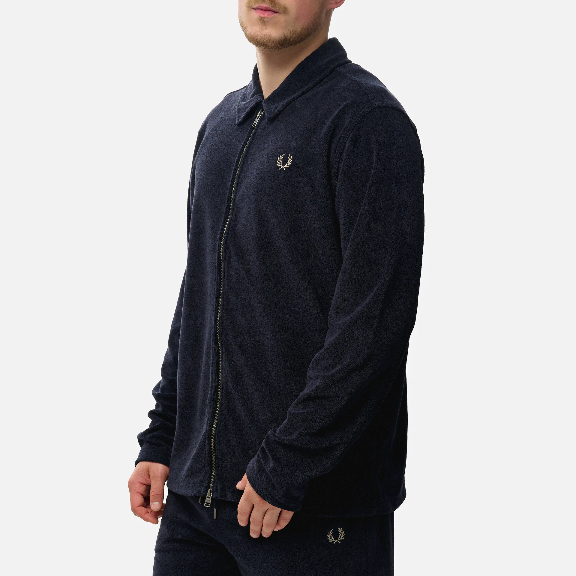 Fred Perry Towelling Overshirt Navy