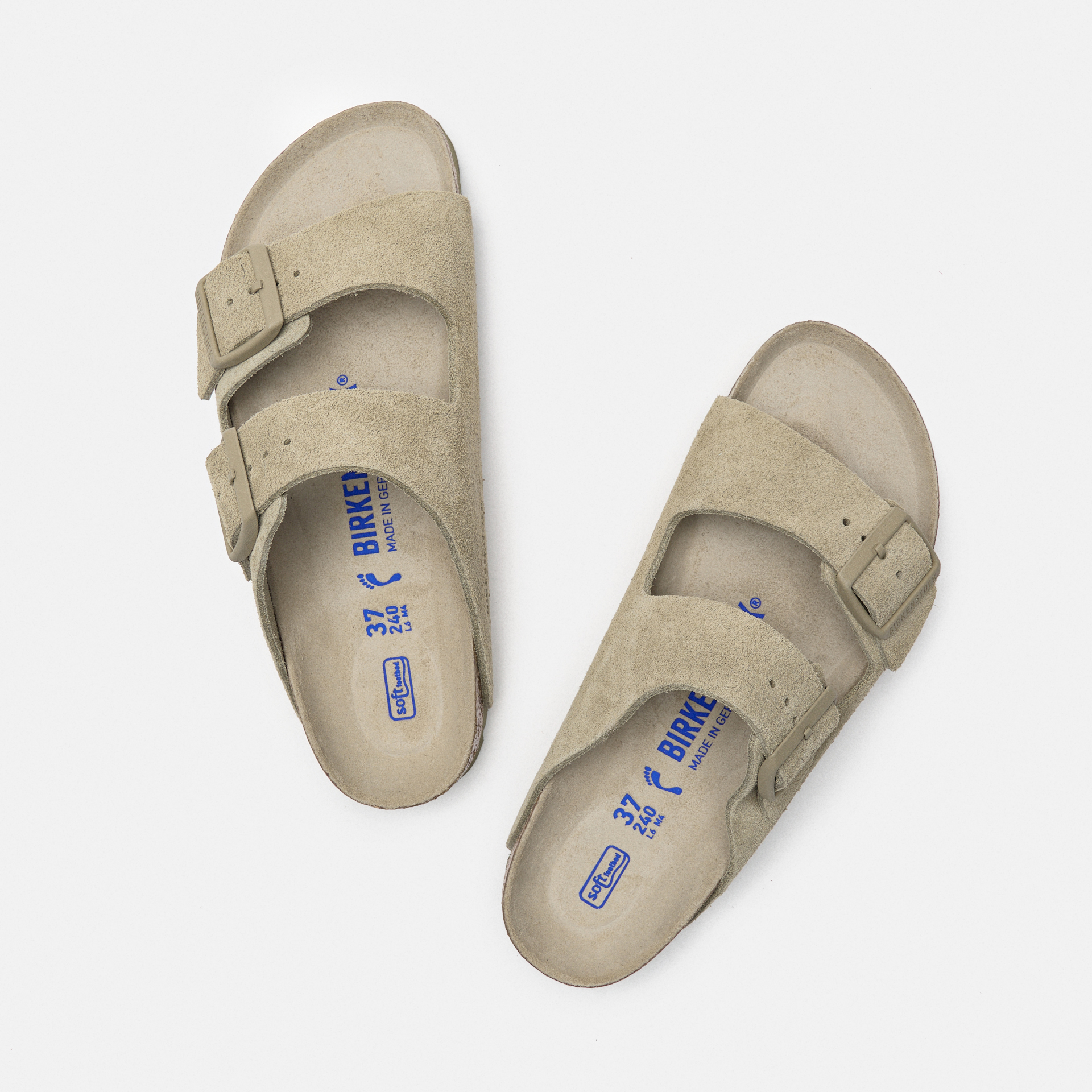 Birkenstock Men Arizona Suede Leather Sandals Faded Khaki