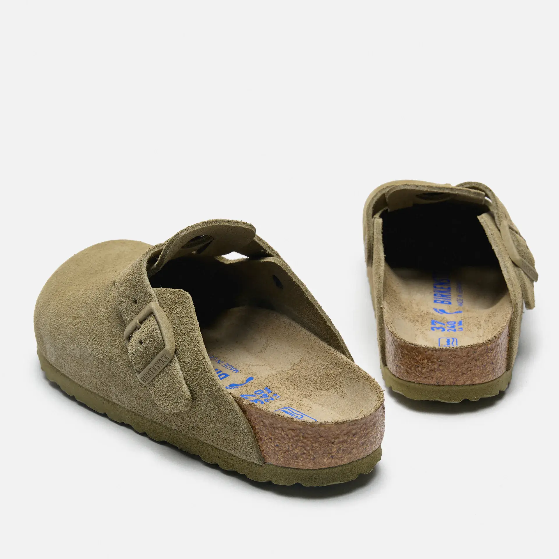 Birkenstock Men Boston Suede Leather Sandals Faded Khaki