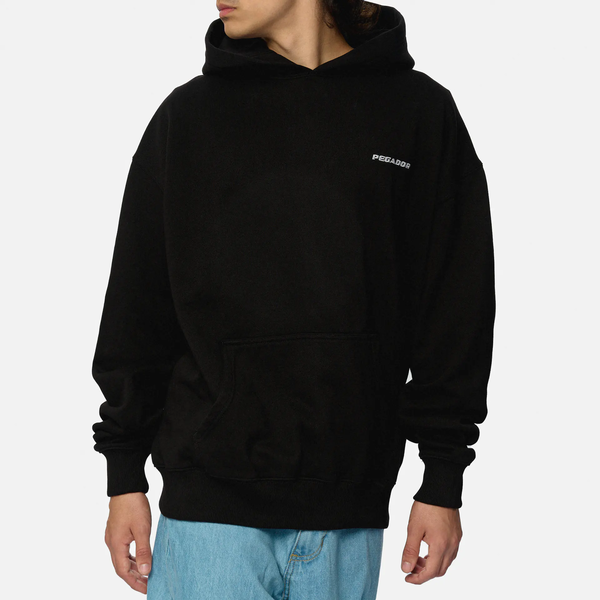 PEGADOR Logo Oversized Hoodie Washed Black