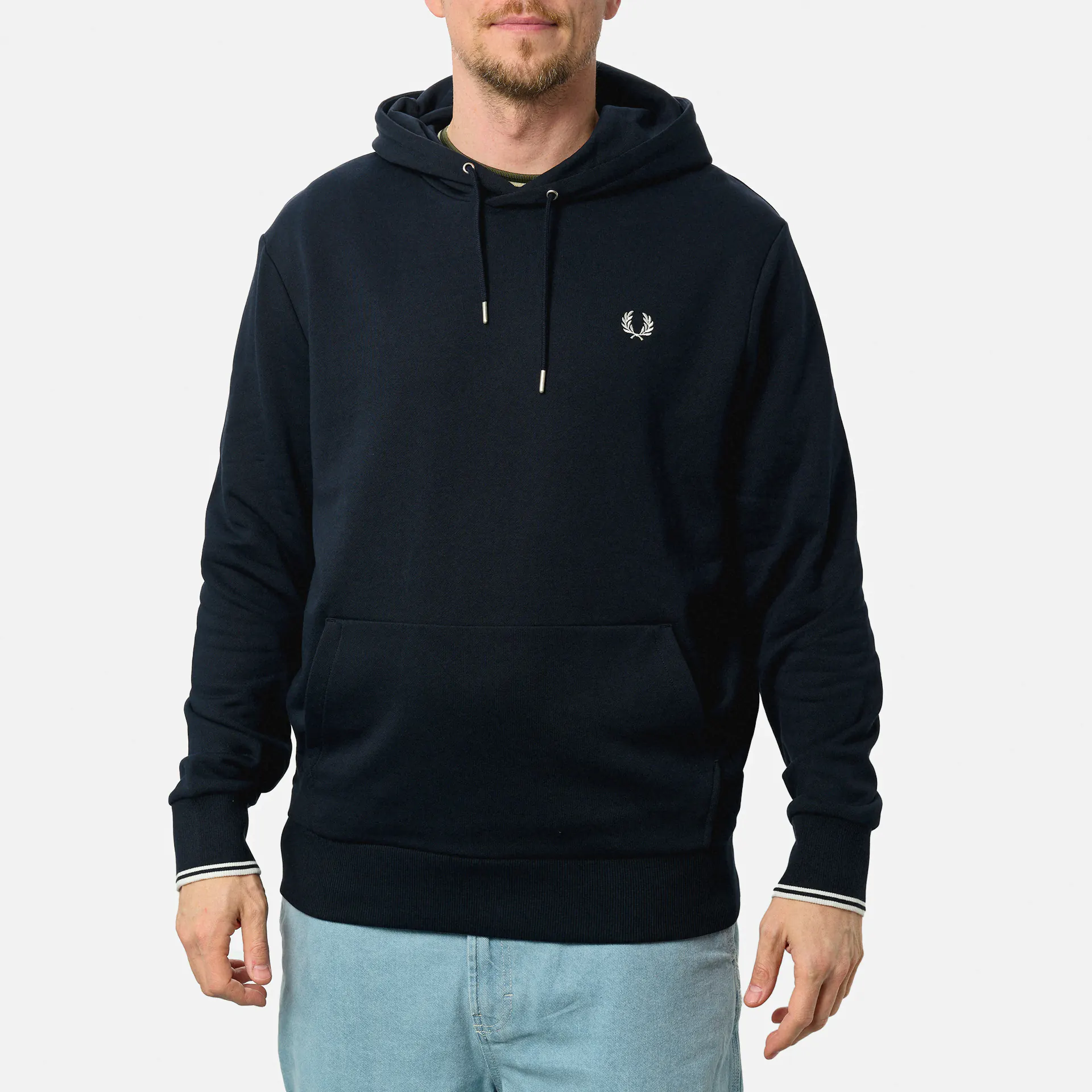 Fred Perry Tipped Hooded Sweatshirt Navy/White