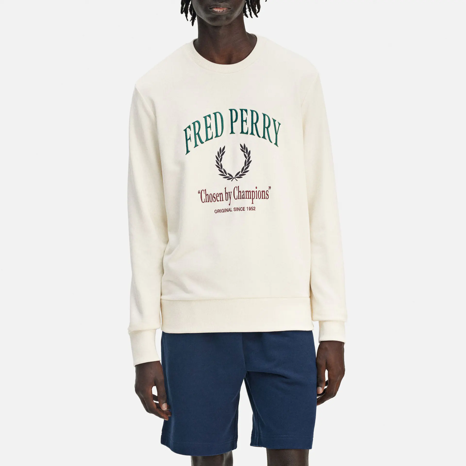 Fred Perry Embroidered Champion Sweatshirt Ecru