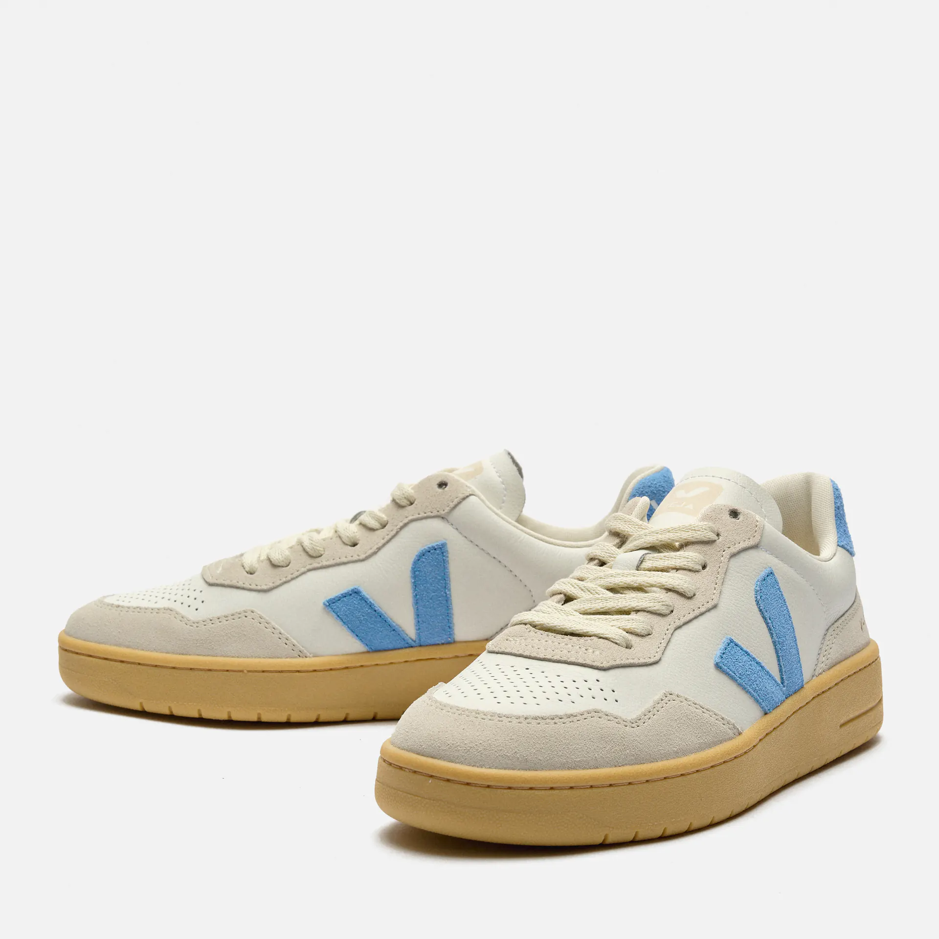 Veja V-90 Leather Sneaker Extra White Aqua Natural