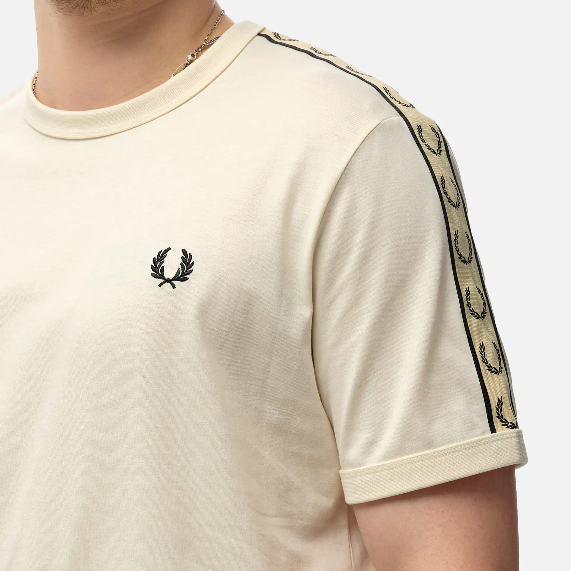 Fred Perry Contrast Tape Ringer T-Shirt Ecru/Black