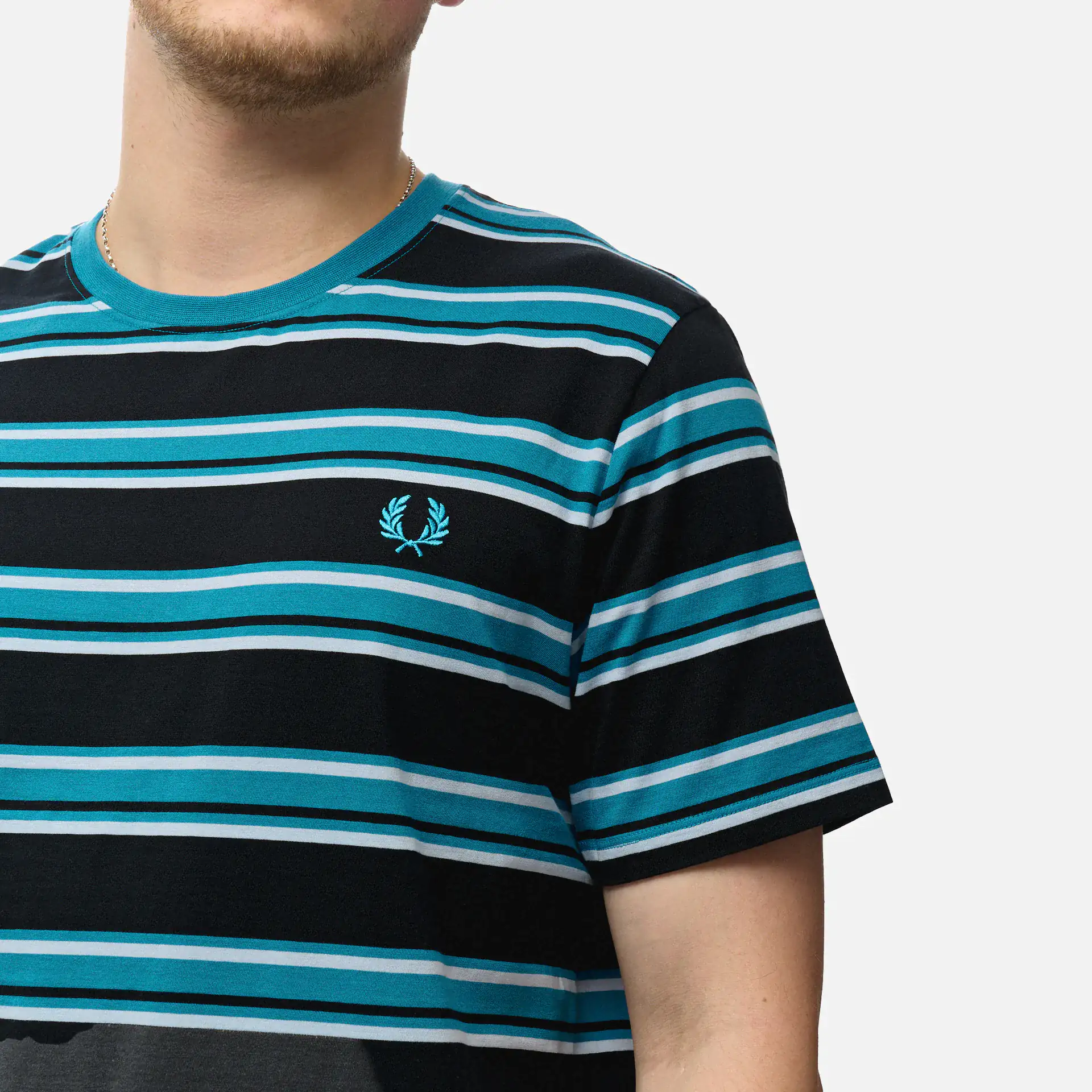 Fred Perry Stripe T-Shirt Black/Light Smoke/Ocean