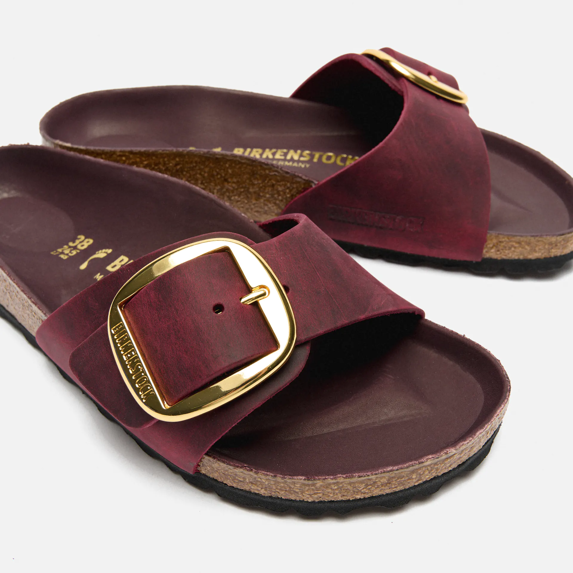 Birkenstock Madrid Big Buckle Oiled Leather Sandals Zinfandel