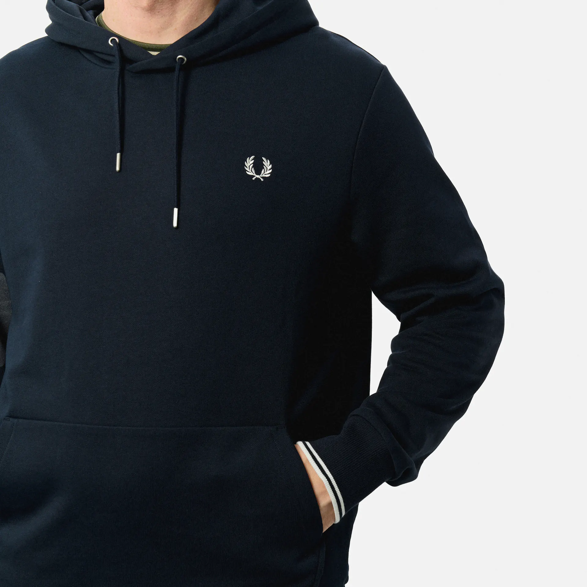 Fred Perry Tipped Hooded Sweatshirt Navy/White