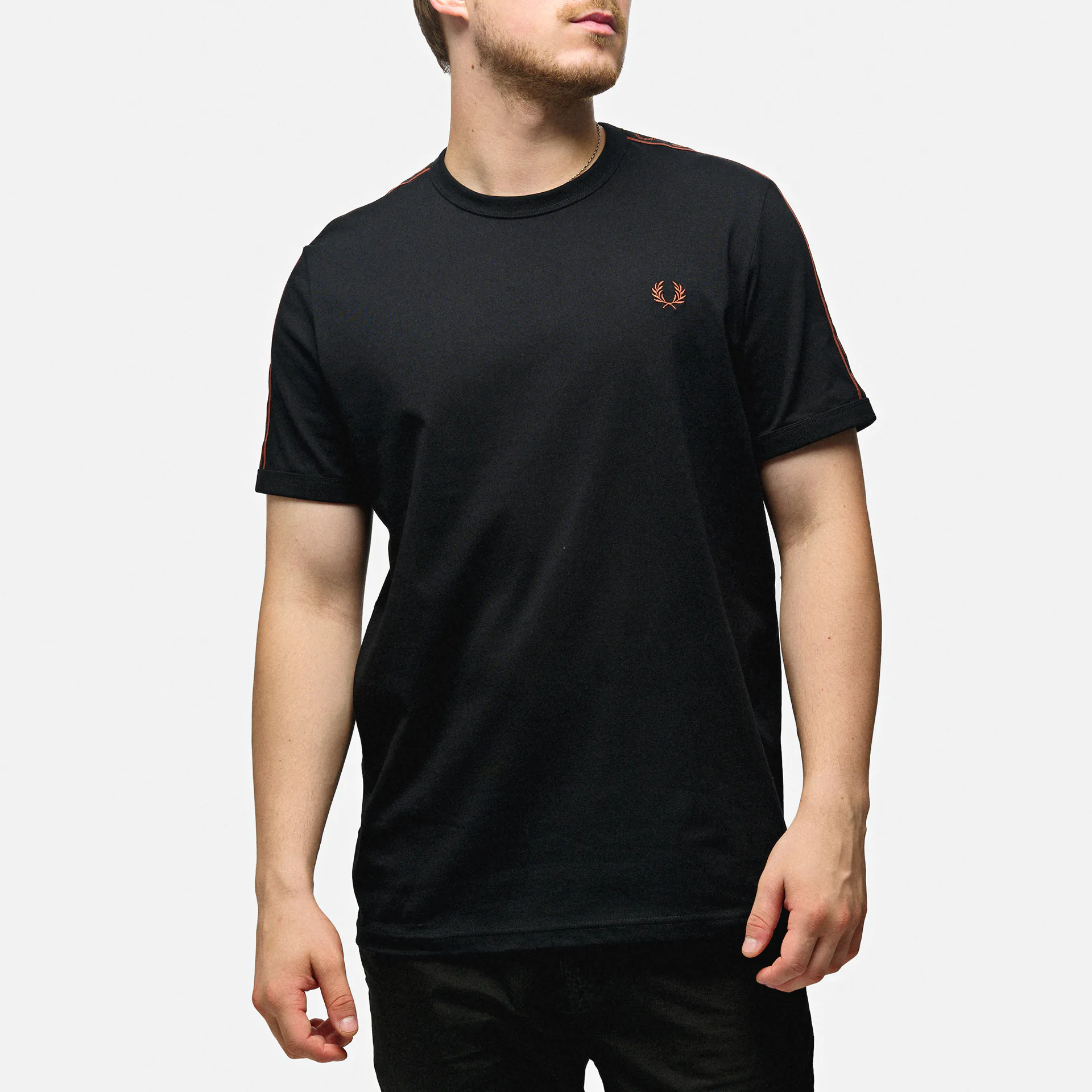 Fred Perry Contrast Tape Ringer T-Shirt Black/Whisky Brown