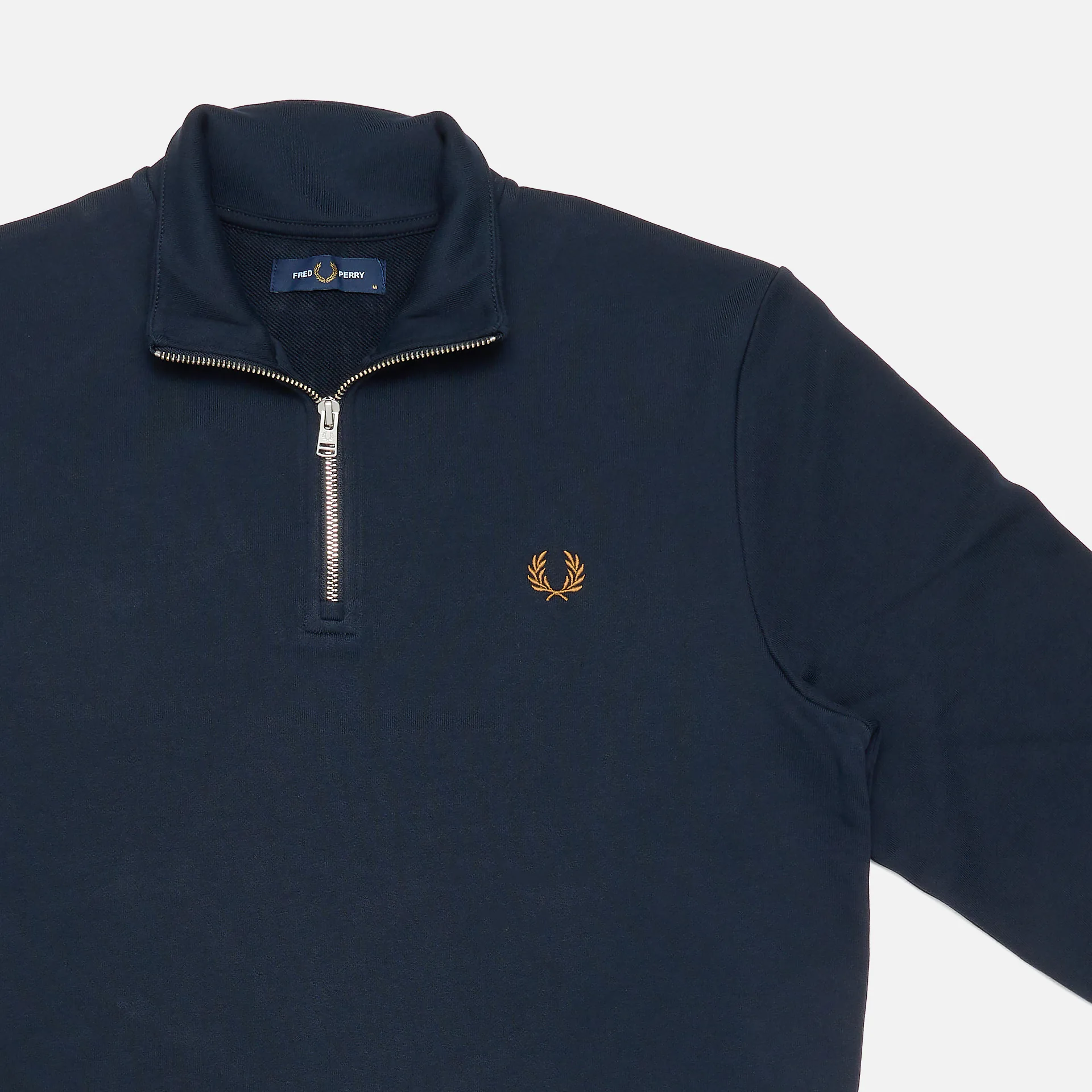 Fred Perry Half Zip Sweatshirt Navy/Dark Caramel