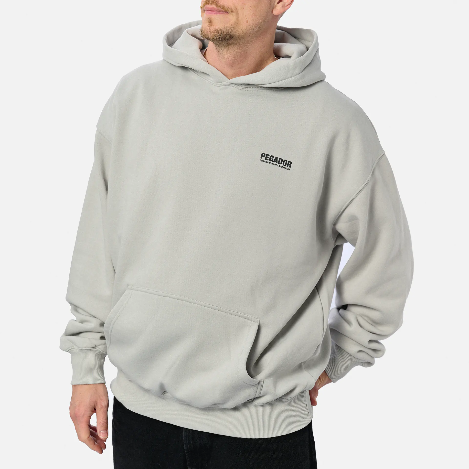 PEGADOR Clinton Oversized Hoodie Washed Clear Grey