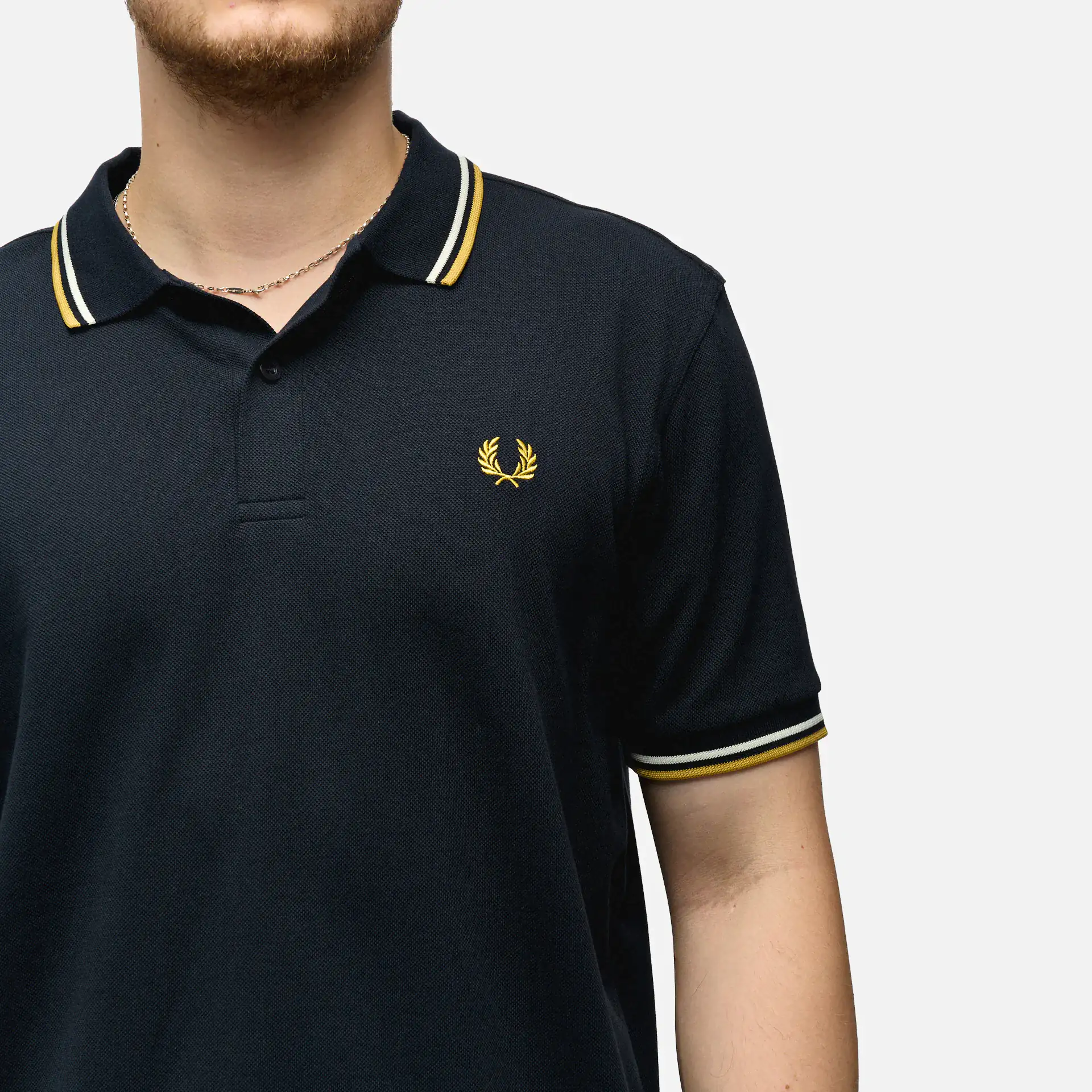 Fred Perry Twin Tipped Polo Shirt Porridge Navy/Ecru/Honeycomb