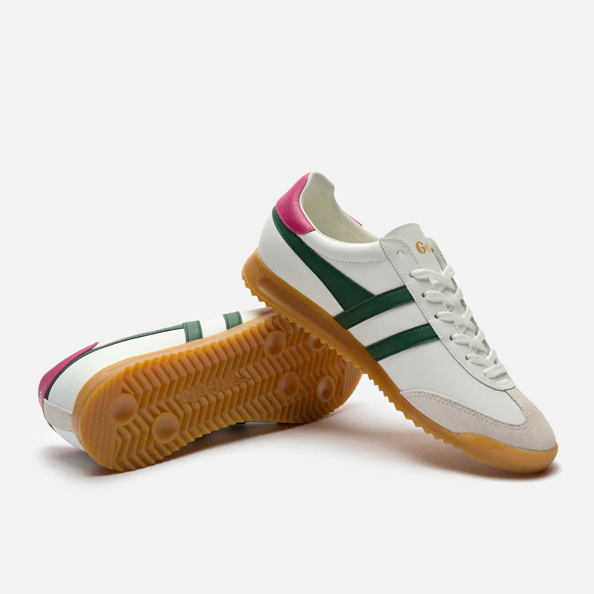 Gola Torpedo Leather Sneaker White/Evergreen/Fuchsia