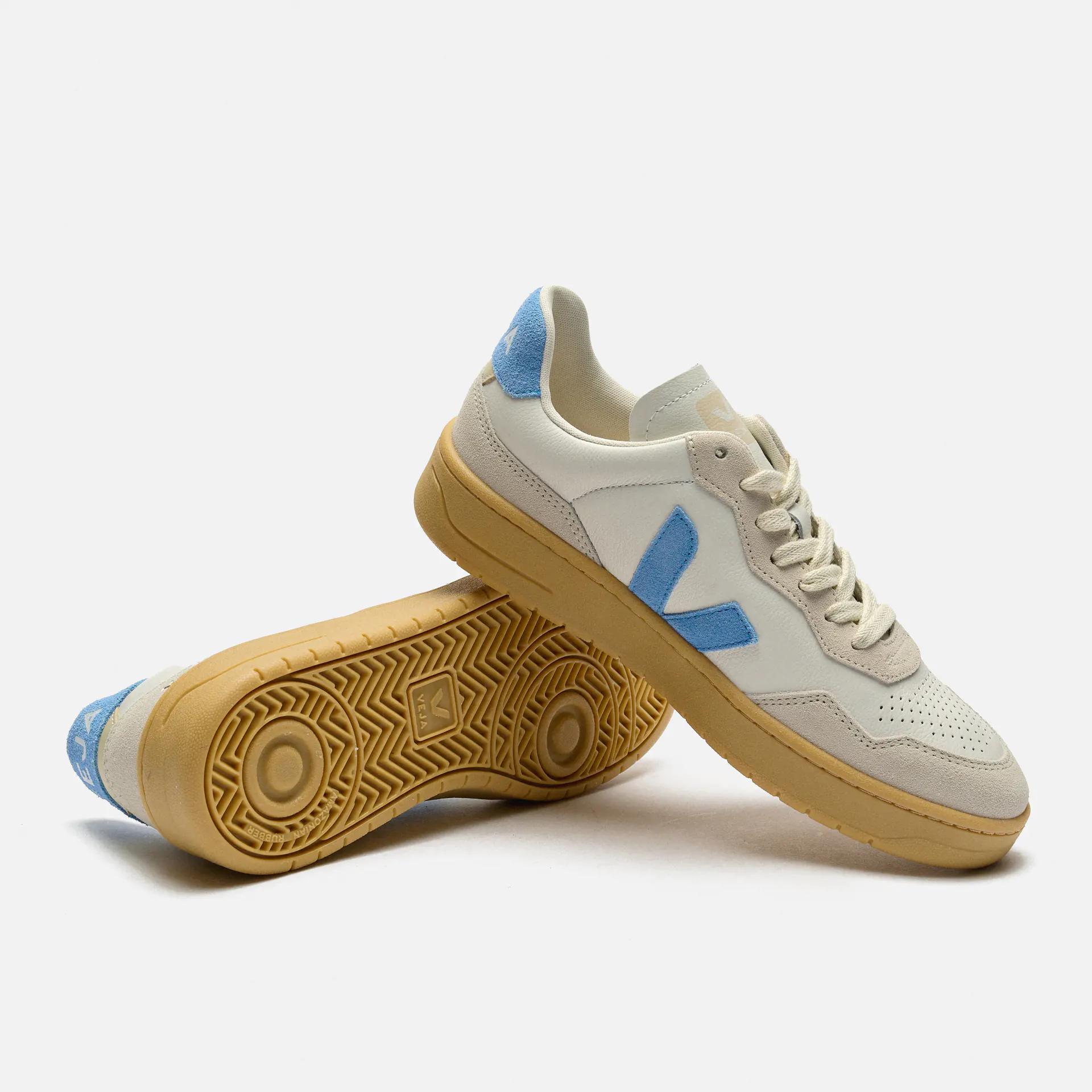 Veja V-90 Leather Sneaker Extra White Aqua Natural