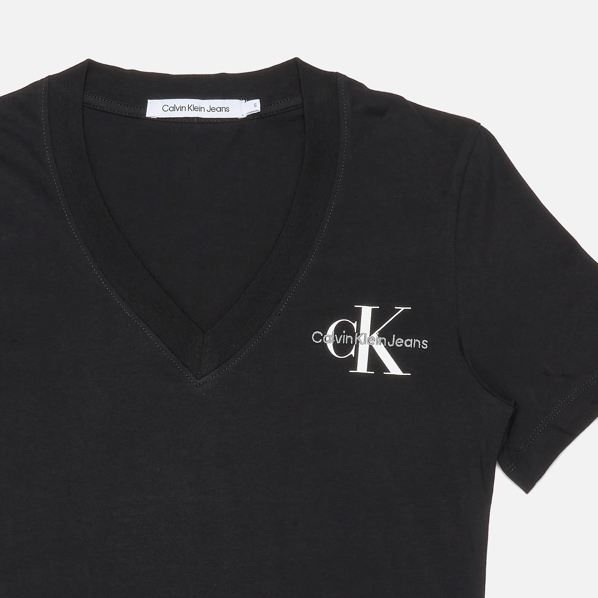 Calvin Klein Jeans Monologo Slim V-Neck T-Shirt Black