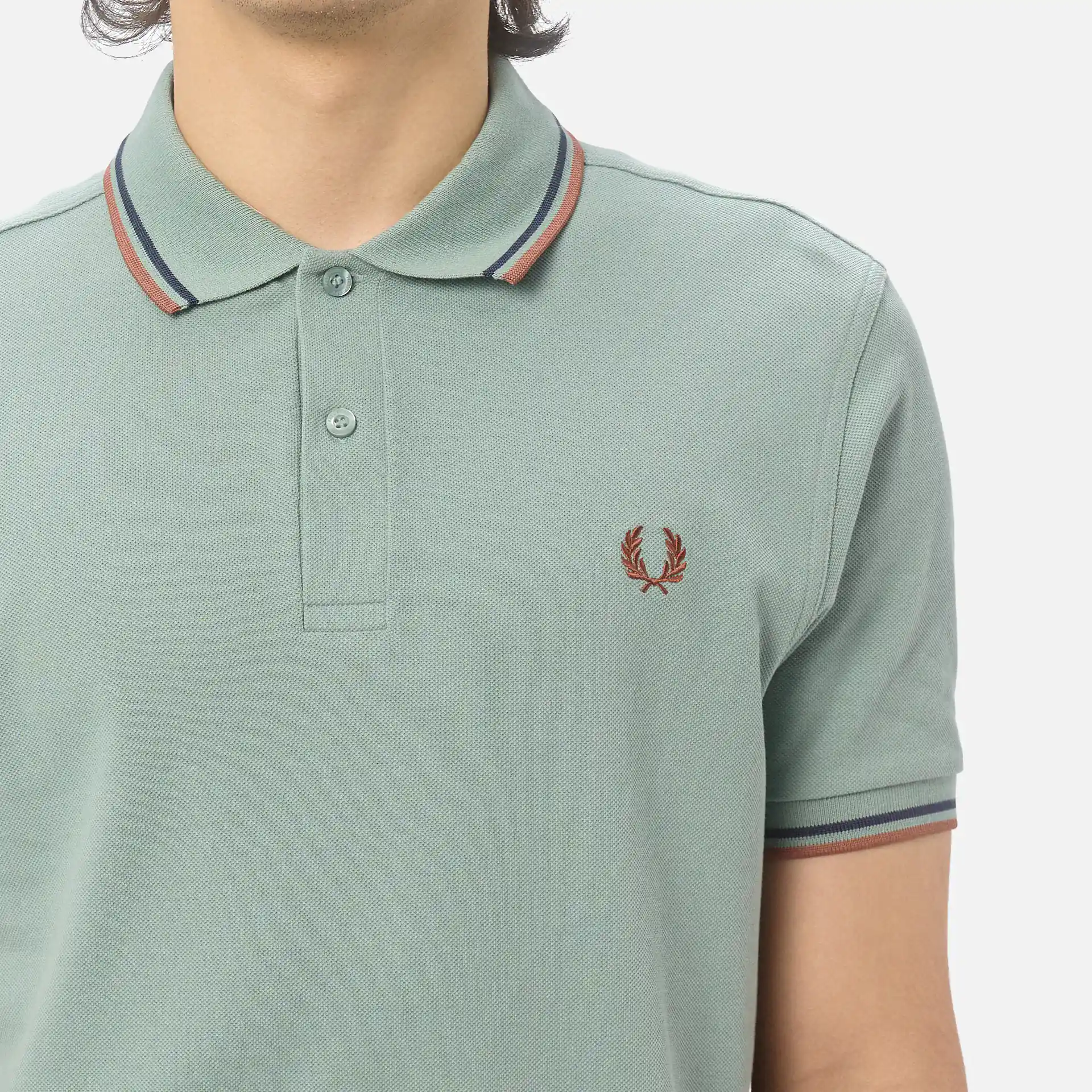 Fred Perry Twin Tipped Polo Shirt Silver Blue/Tennis Blue/Cinnamon