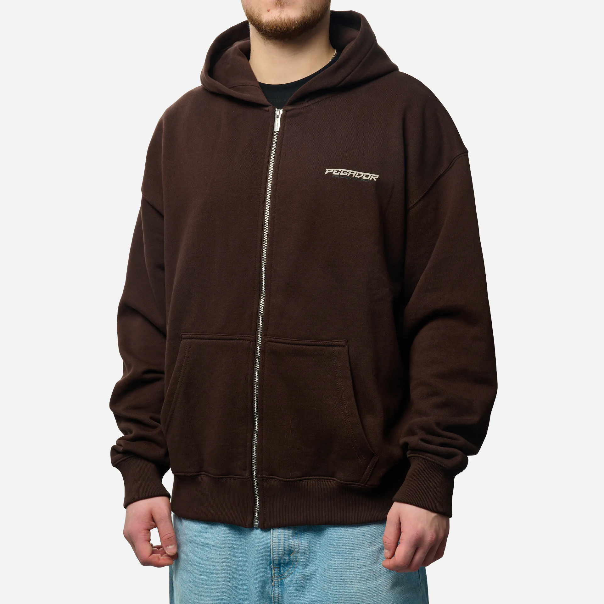 PEGADOR Fenton Oversized Sweat Jacket Washed Oak Brown