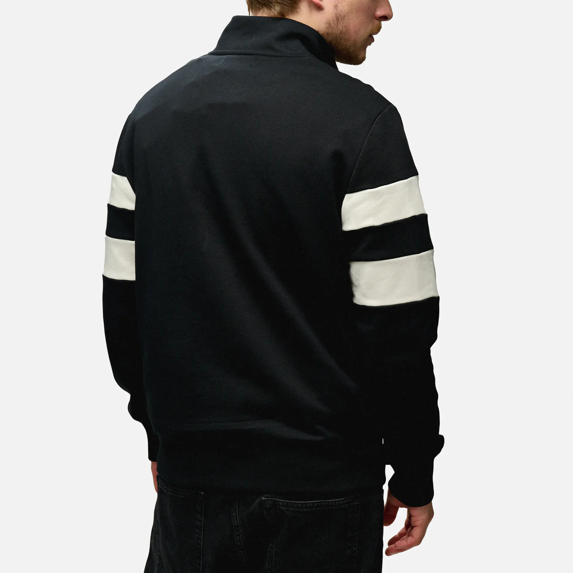 Fred Perry Tipped Sleeve Half Zip Sweatshirt Black