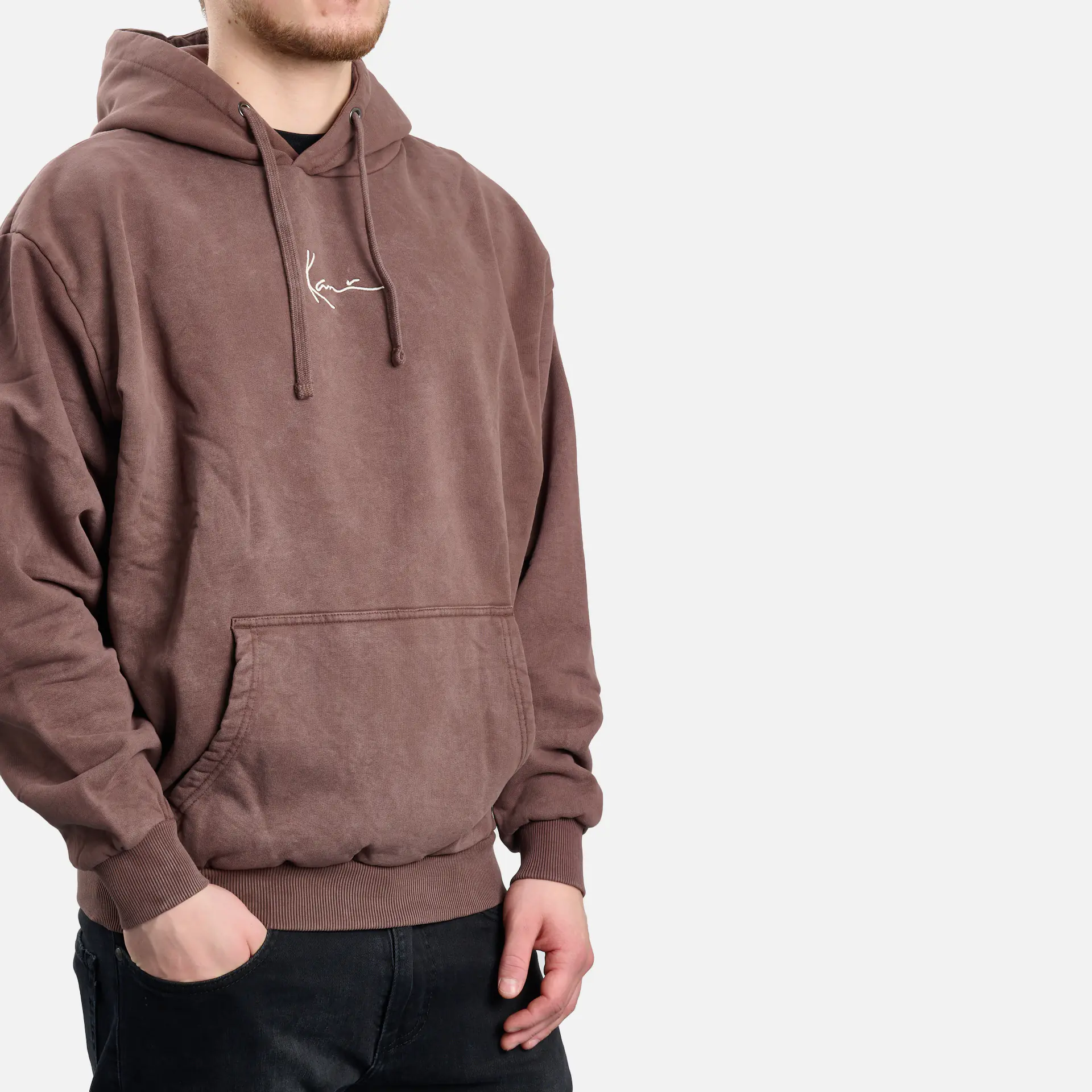 Karl Kani Small Brown Landscape OS Signature Hoodie Washed Heavy Sweat