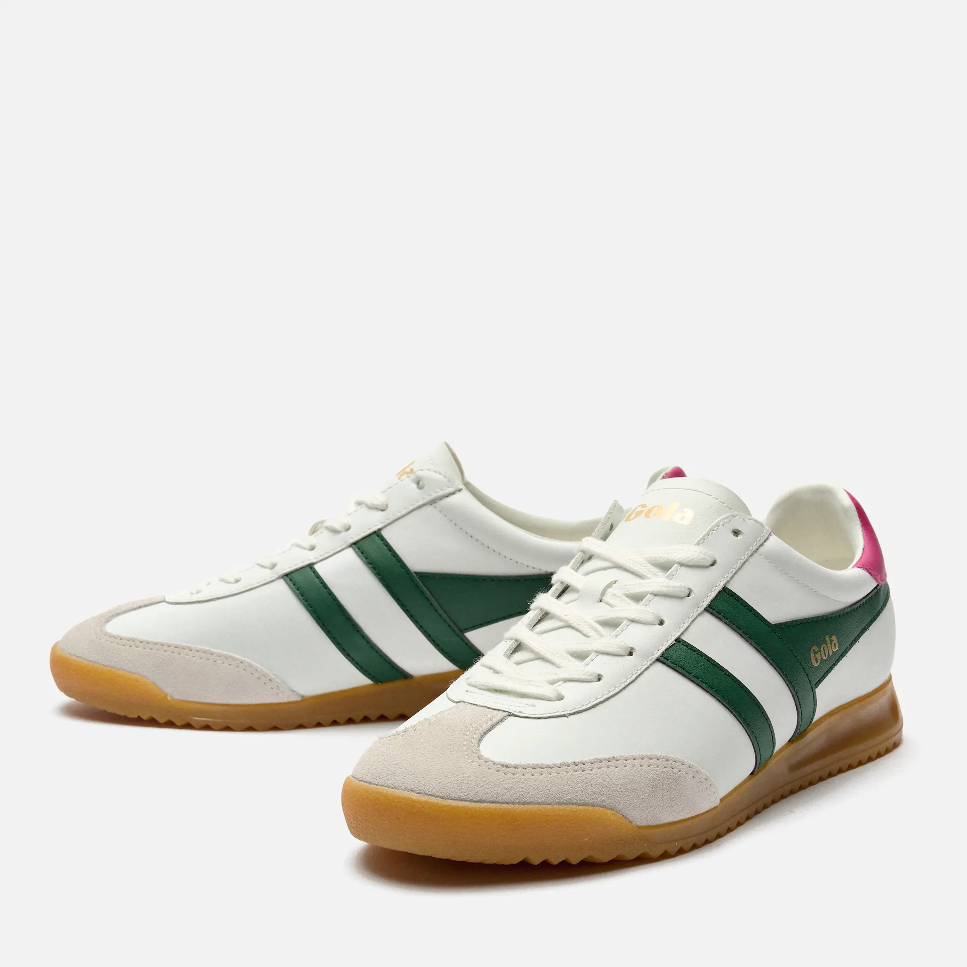 Gola Torpedo Leather Sneaker White/Evergreen/Fuchsia