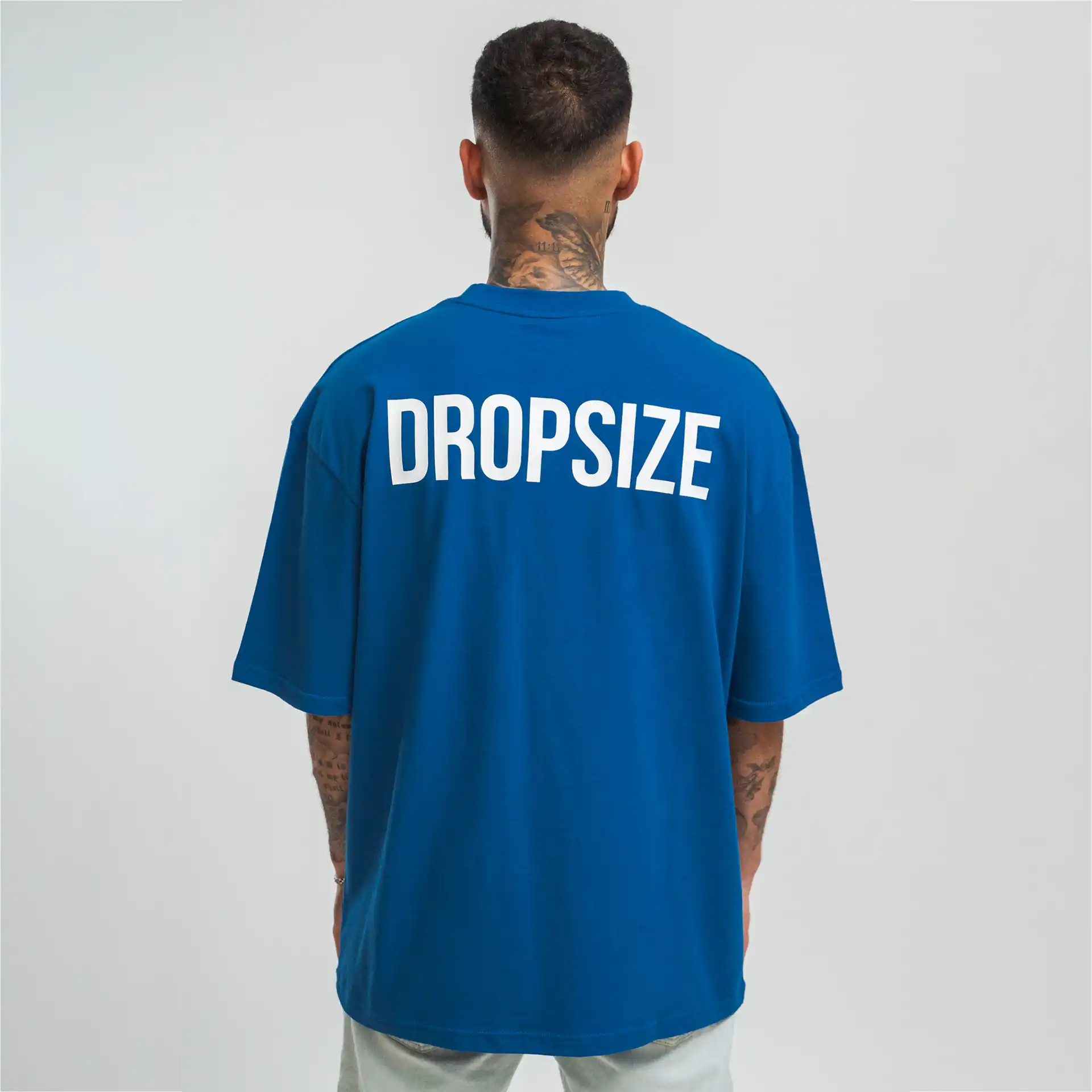 Dropsize Heavy Oversize HD Print T-Shirt Blue/White