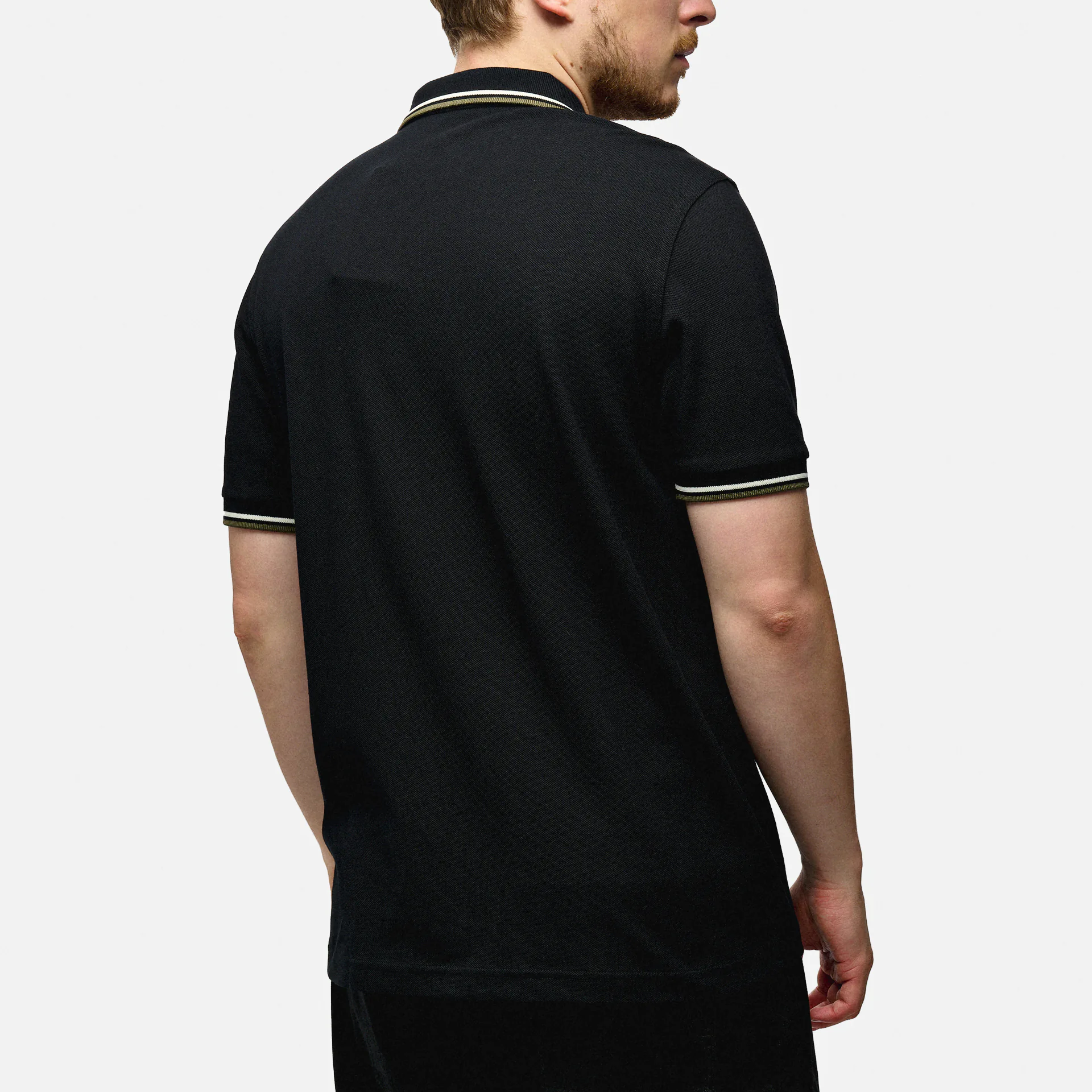 Fred Perry Twin Tipped Polo Shirt Porridge Black/Ecru/Laurel Wreath Green