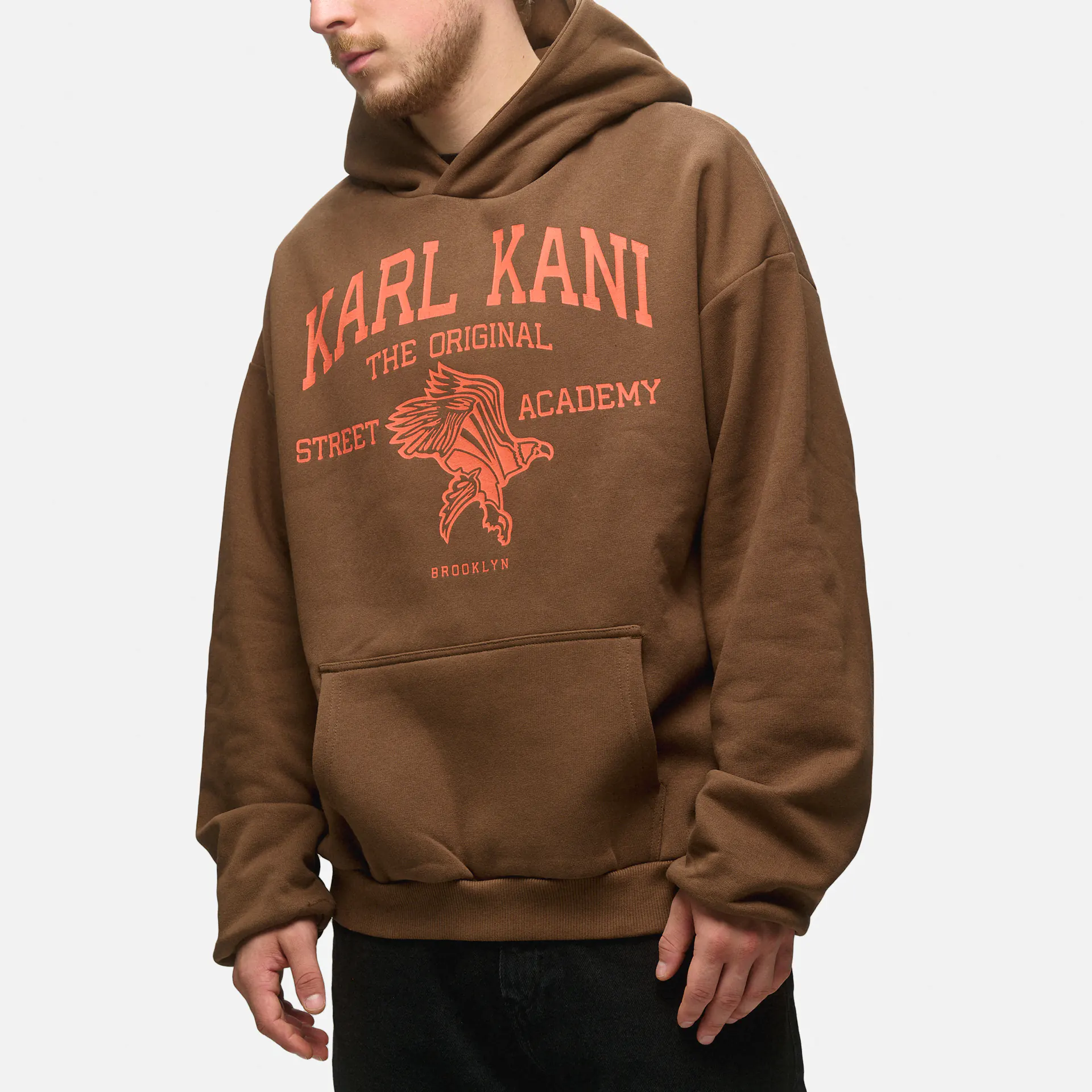 Karl Kani Street Academy Washed Oversized Hoodie Dark Brown