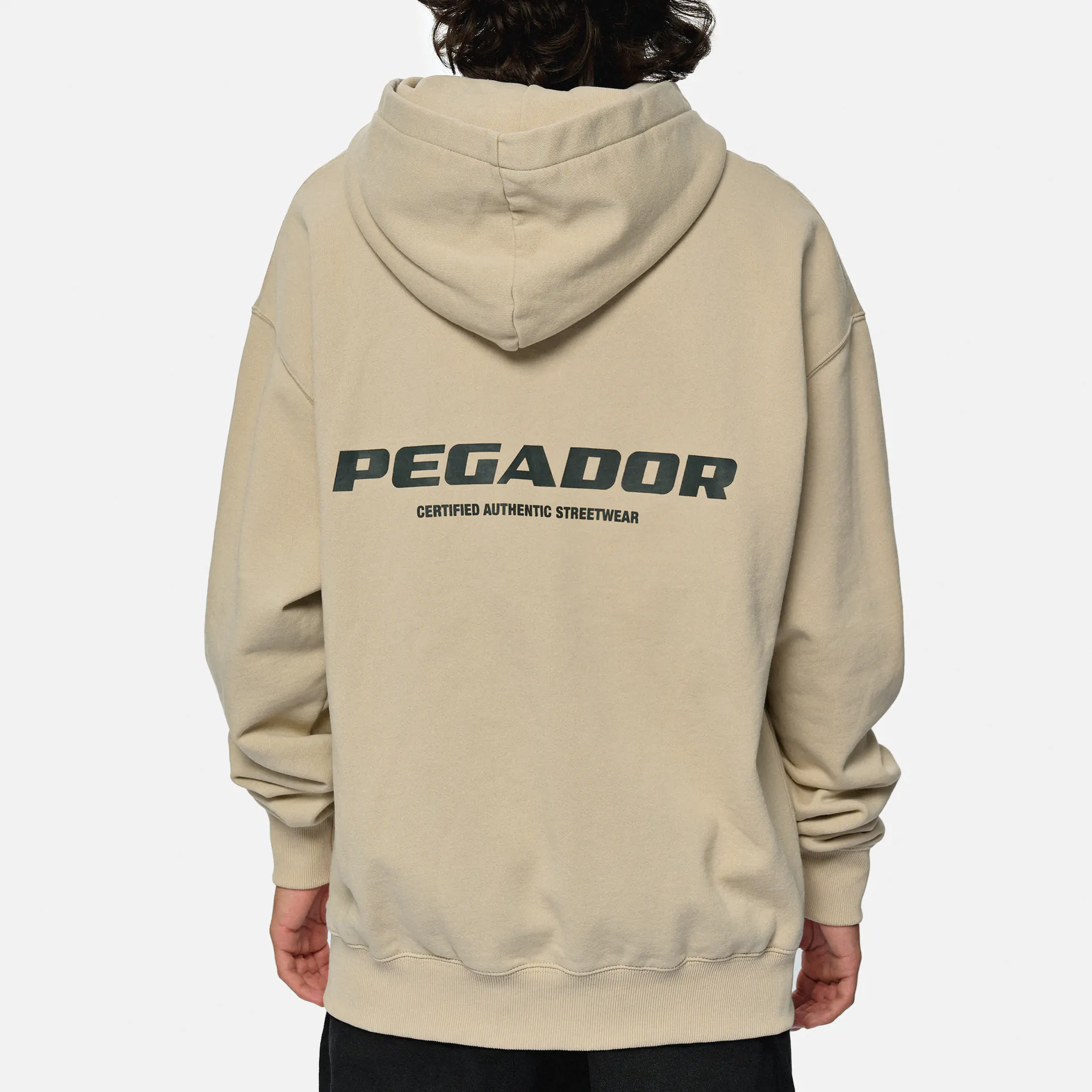 PEGADOR Colne Logo Oversized Hoodie Washed Light Beige Anthracite