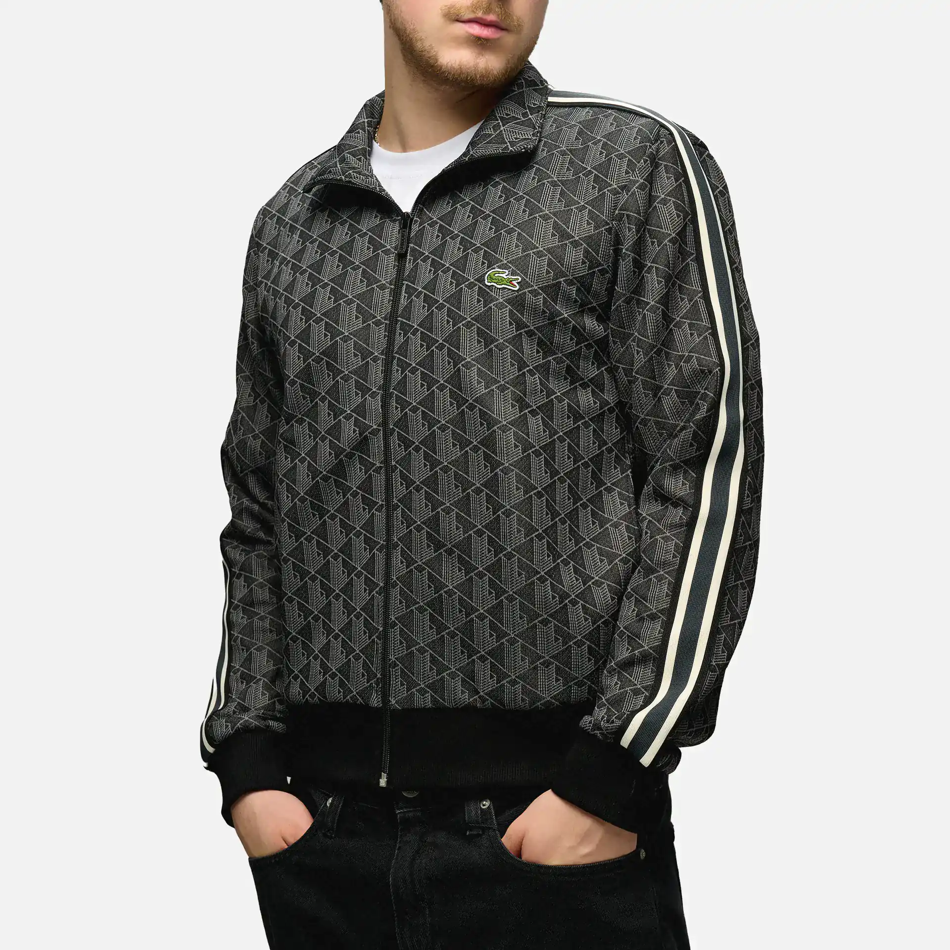 Lacoste Monogram Jacquard Track Jacket Black/Graphite