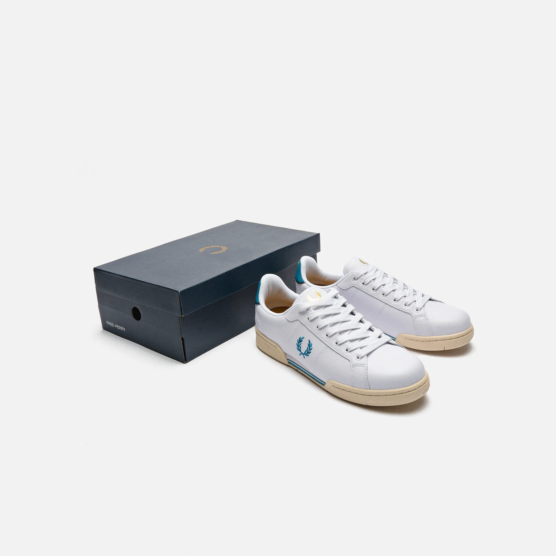 Fred Perry B722 Leather Sneakers White/Runaway Bay Ocean